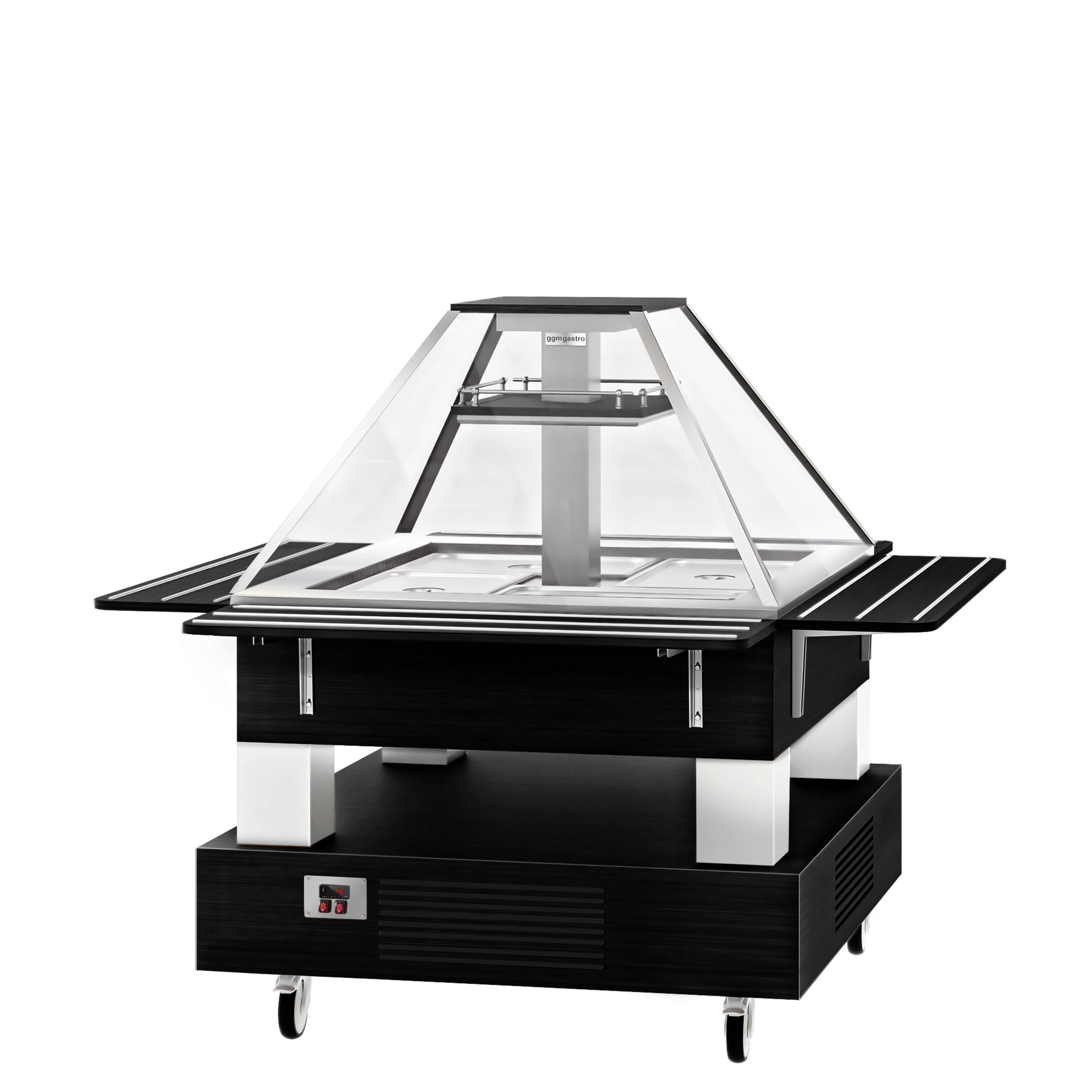 Bar à salades / buffet froid DUBLIN - 1700 mm - avec vitrine en verre inclinée - pour 4x GN 1/1 - Noir