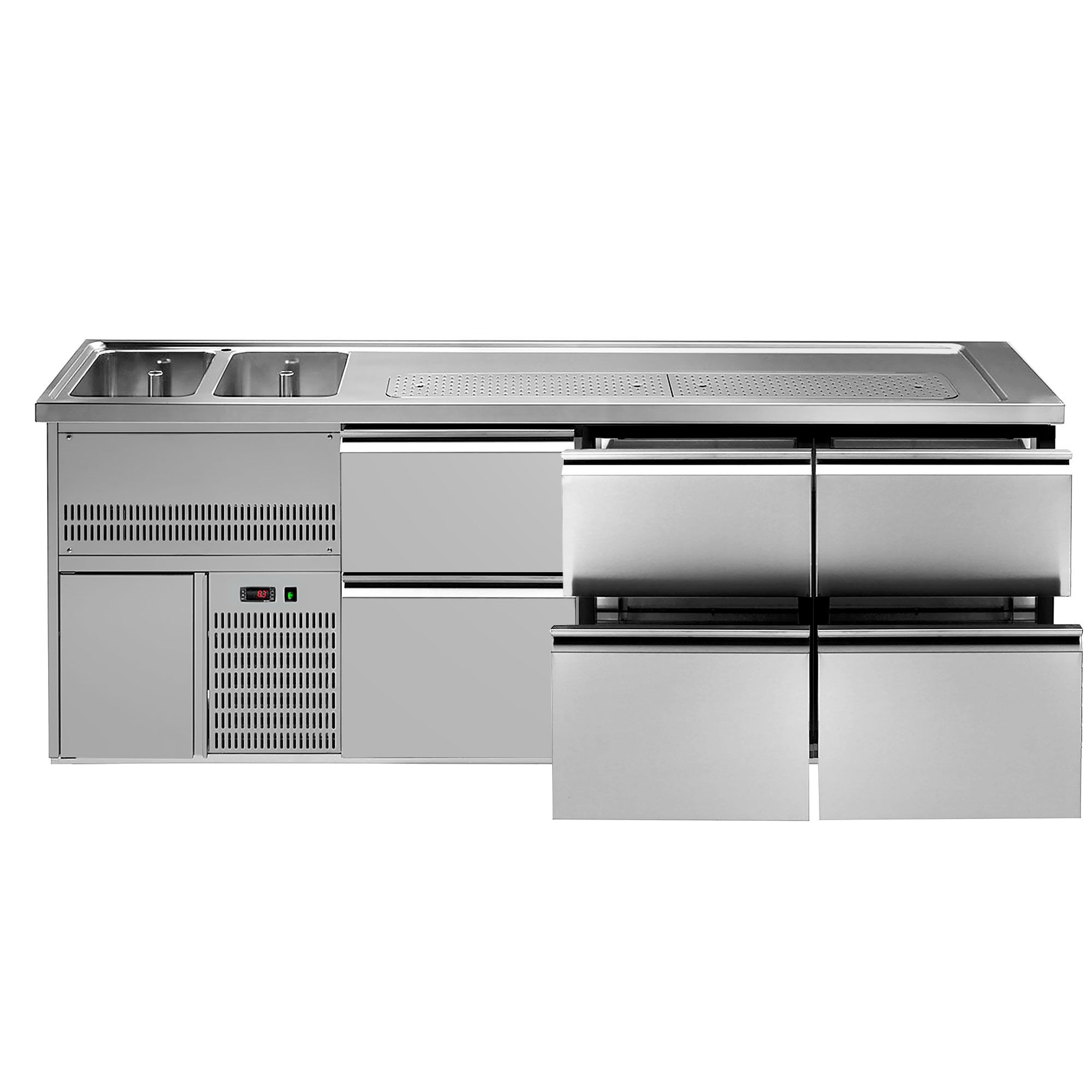 Comptoir de bar réfrigéré PREMIUM PLUS - 2500x700mm - 6 tiroirs