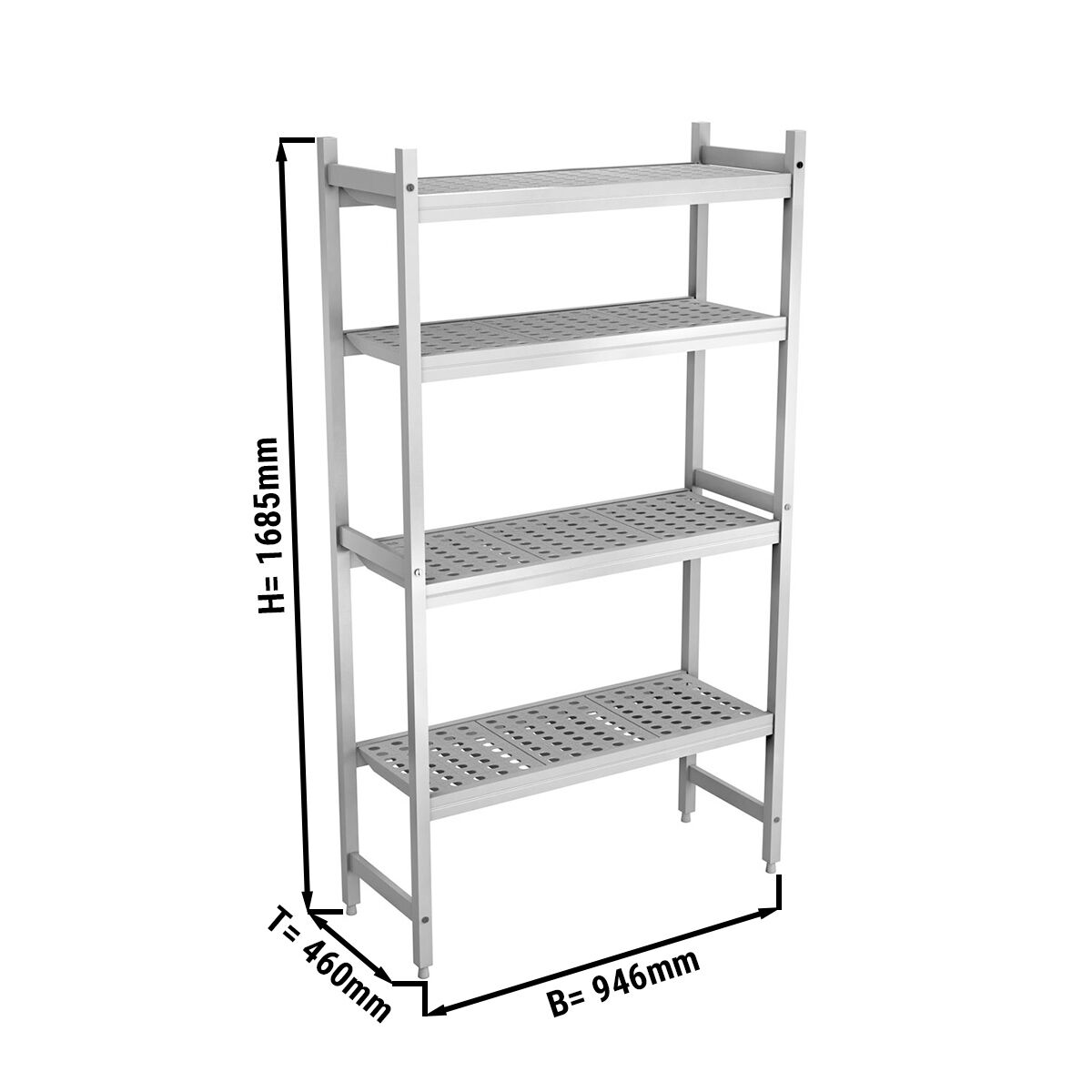 Étagère de base en aluminium - 946 x 1685 mm - Capacité de charge : 450 kg