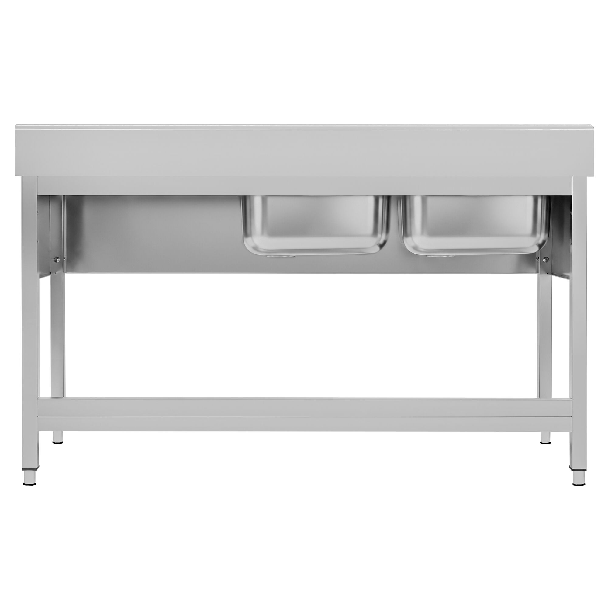 Fregadero industrial de acero inoxidable ECO - 1600x700mm - con estante inferior - con 2 senos a la izquierda