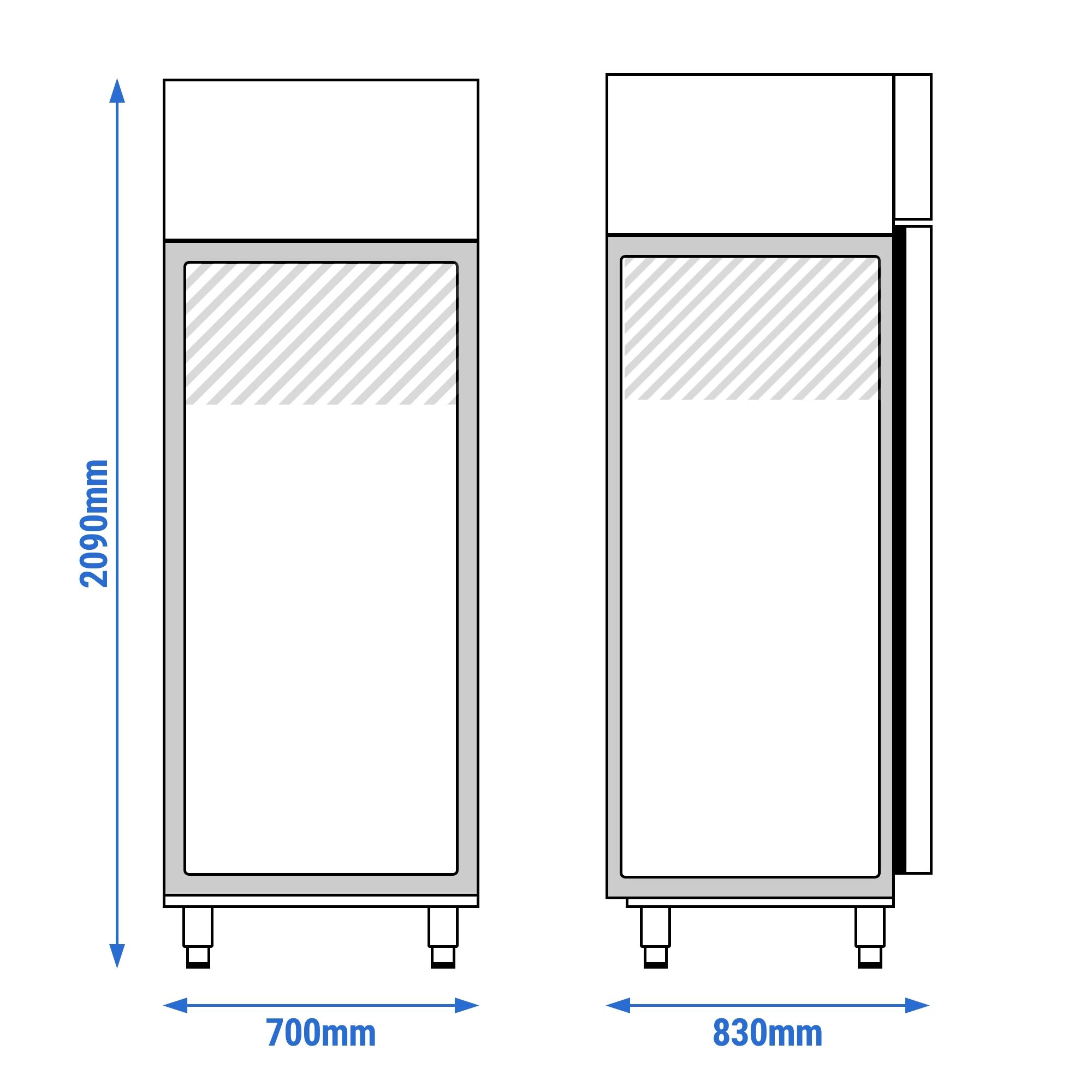 Armoire réfrigérée vitrée positive en Inox AISI 304 « Pasta » PREMIUM PLUS - EN 600x400 - 585 L - avec 1 porte vitrée & Glissières EN & 5 paires de rails inox - LED - Plage -2 à +35°C - p.ex. pour 14× bacs EN 600 x 400