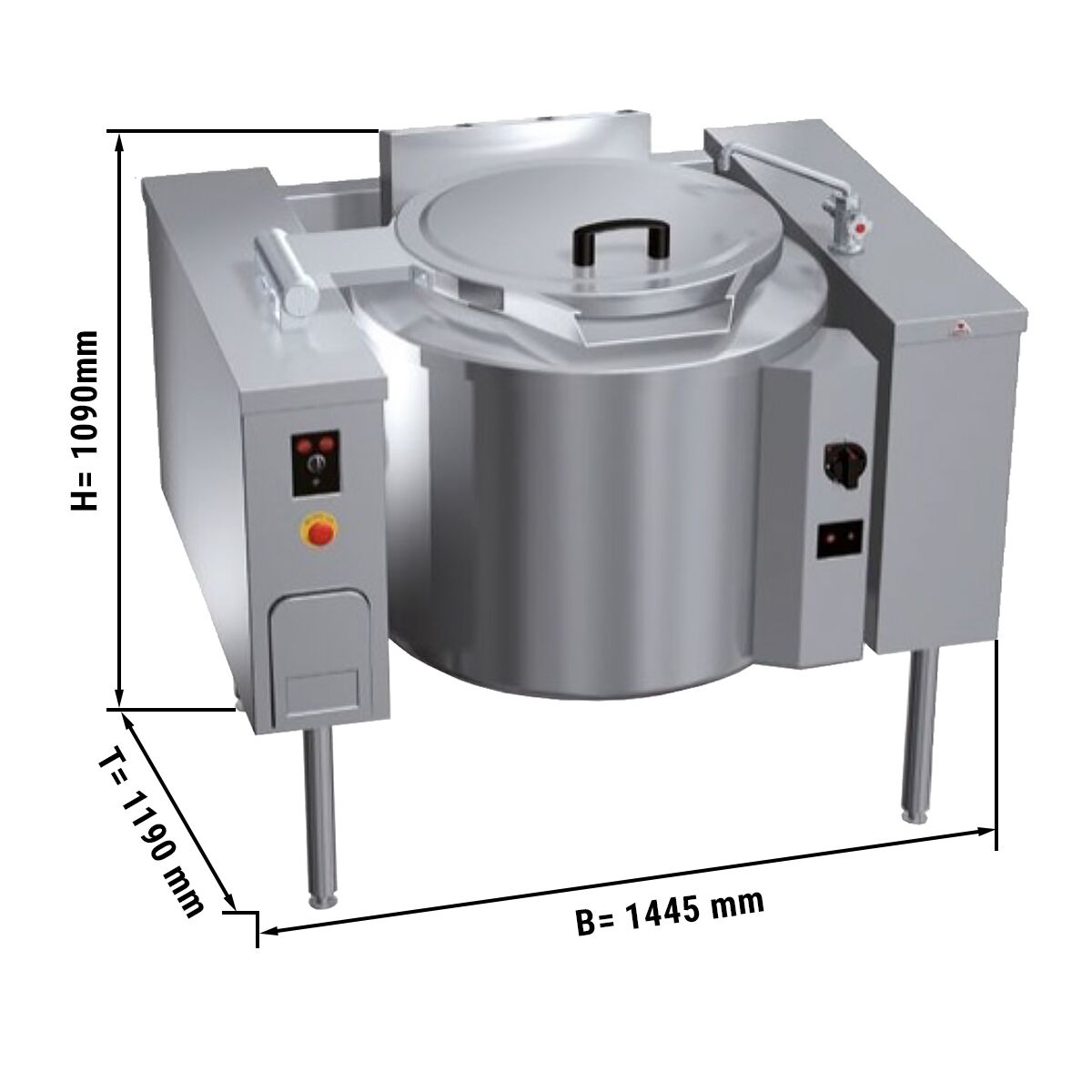 Marmite basculante à gaz - 150L - 21kW - Chauffage indirect - avec arrivée d’eau