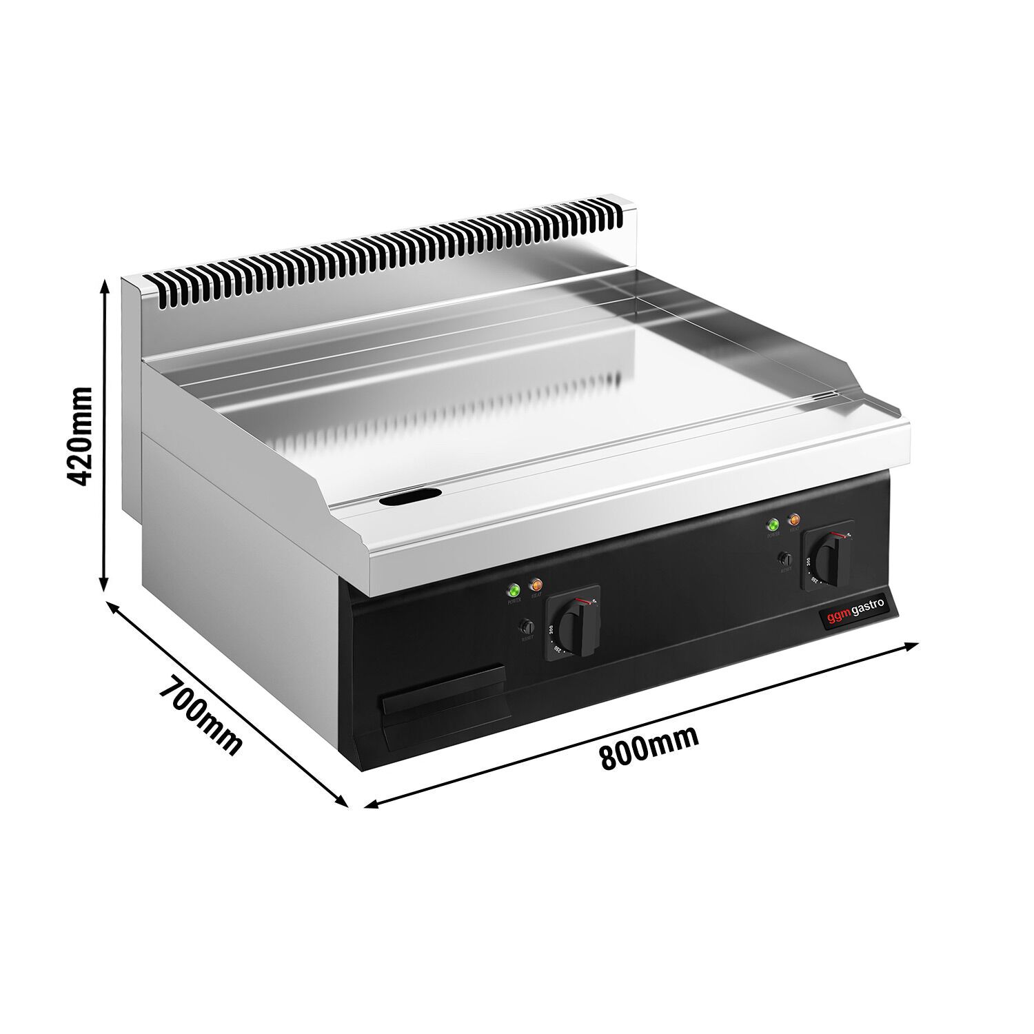 Plaque de cuisson électrique avec revêtement en chrome dur - 8 kW - lisse