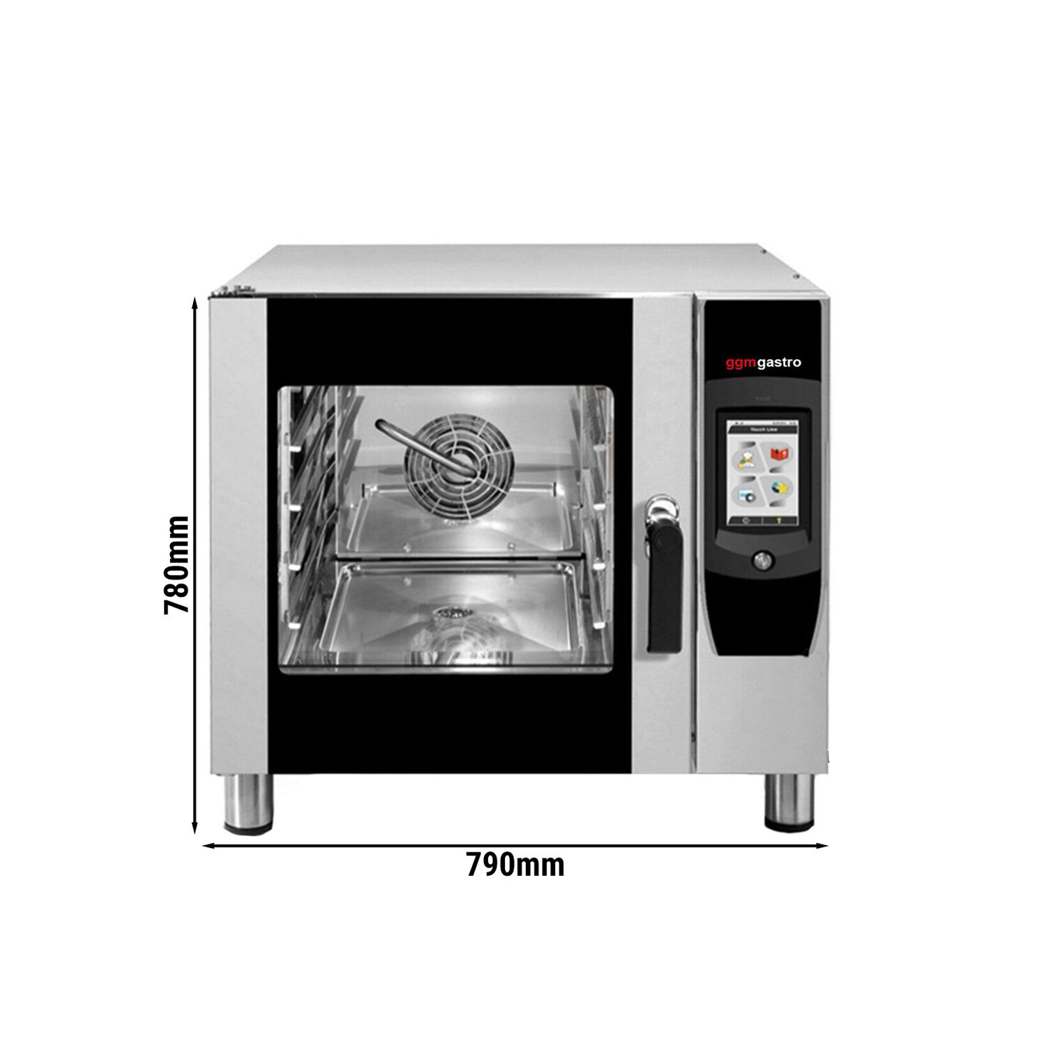 Bakery- Commercial Combi Oven - Touchscreen Controls - 4x EN 600x400 or 4x GN 1/1 - incl. Automatic washing system, Core temperature probe, Direct steam injection, Wi‑Fi & USB - 7" TFT touchscreen