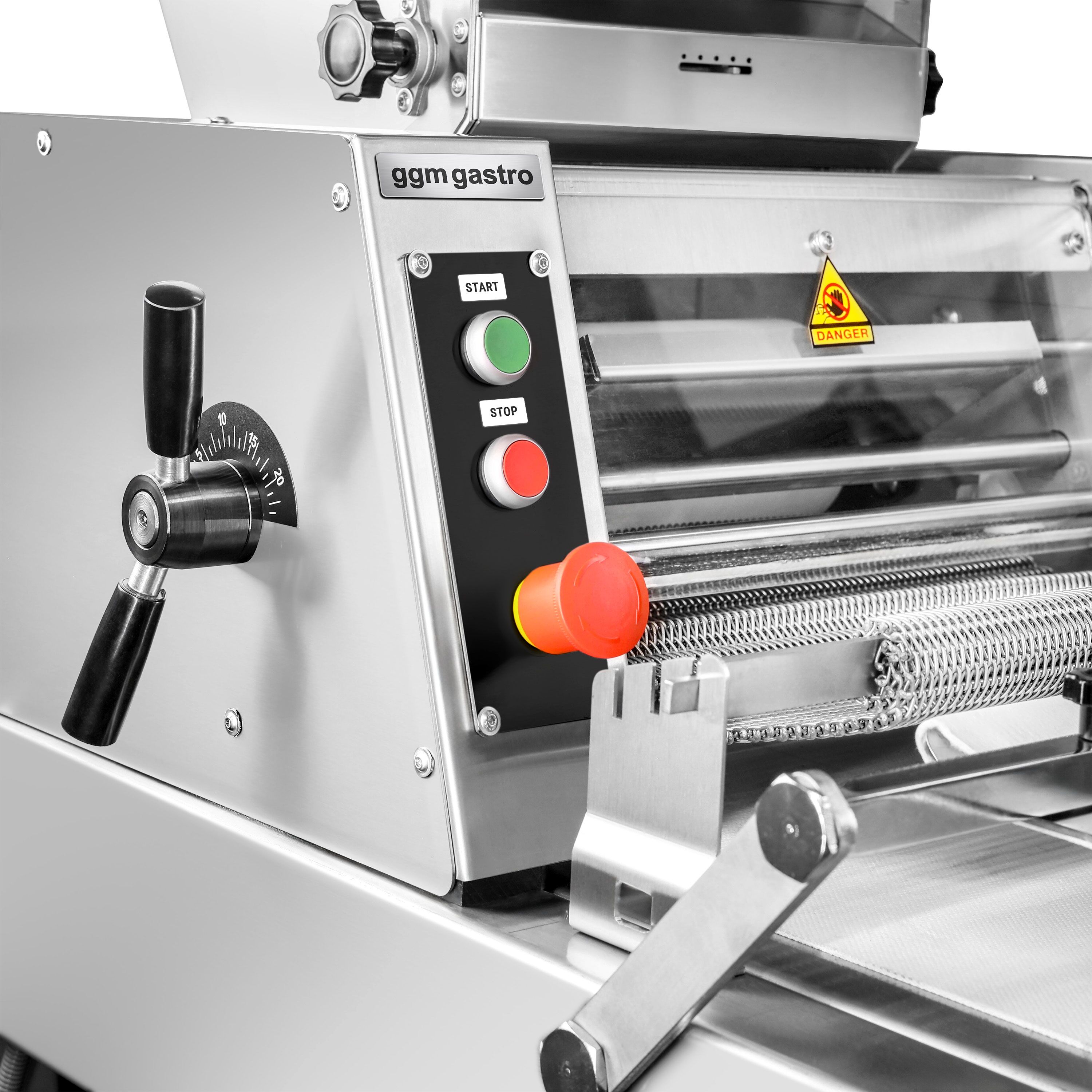 Façonneuse de boulangerie - Sur piétement - 2 cylindres - 550W - Jusqu’à 2500 pièces/h - Acier inoxydable
