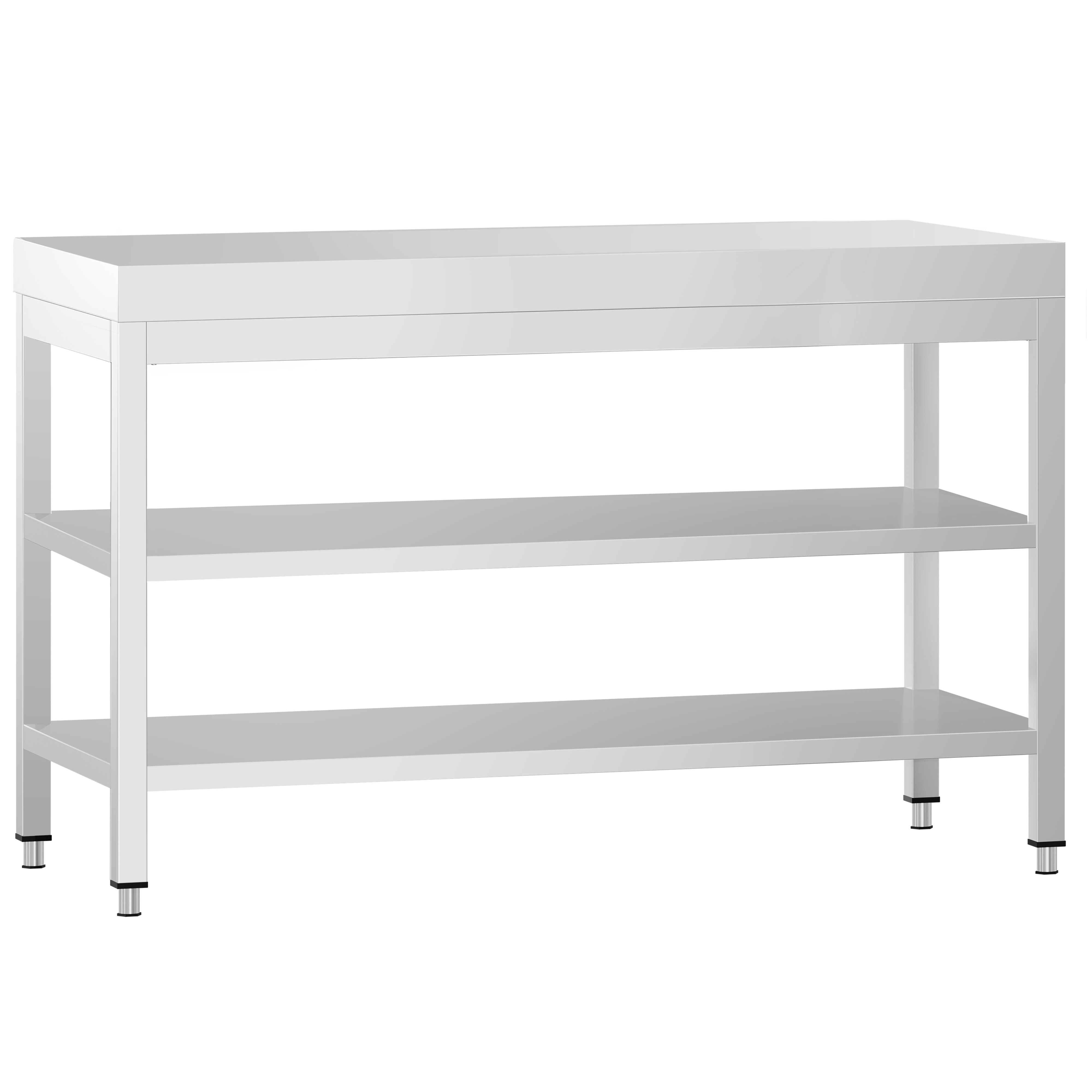 Table de travail inox PREMIUM - 1200 x 700 mm - avec tablette inférieure & Tablette intermédiaire
