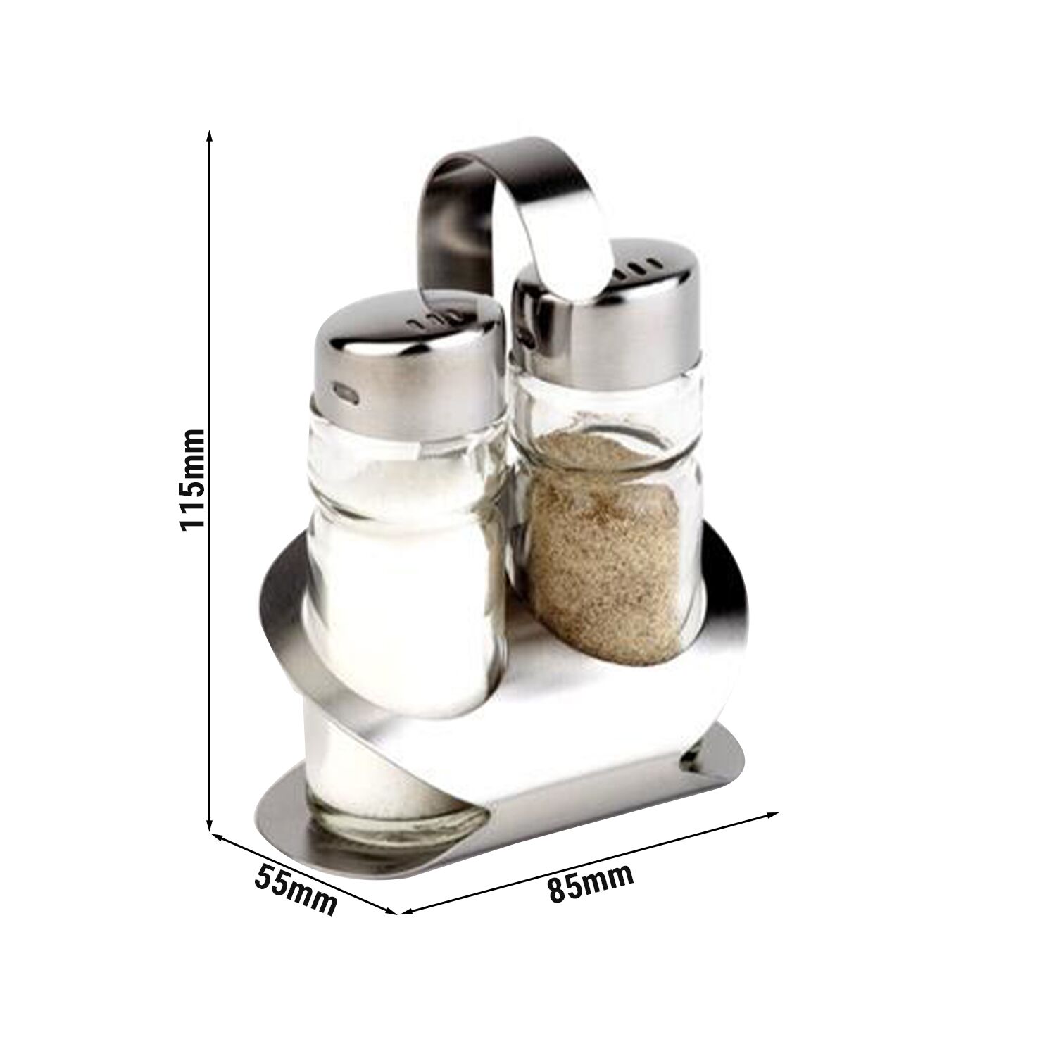 (6 pièces) Ménage - PRO - support en inox - incl. 2 salières et poivrières