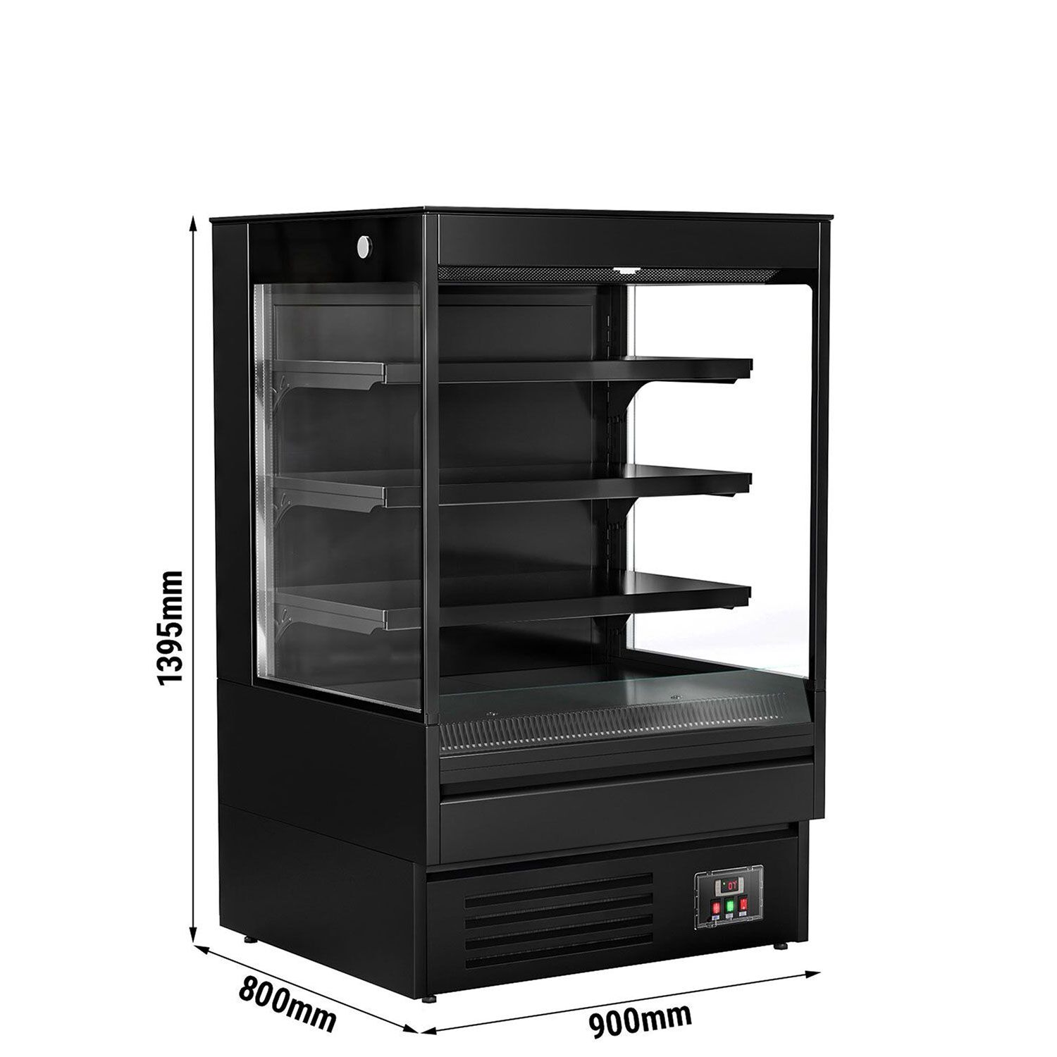 Vitrine murale réfrigérée - Libre-service - 900mm - 287L - avec 3 étagères - arrière fermé - Noir