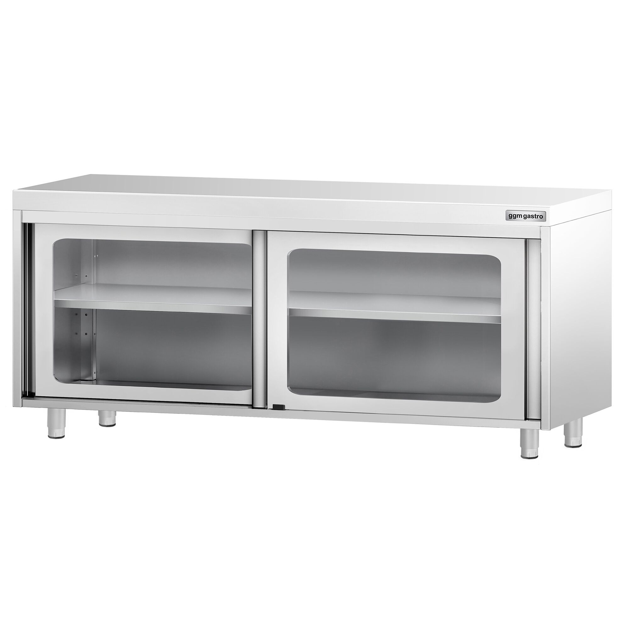 Table armoire en acier inoxydable PREMIUM - 2000x700mm - avec portes coulissantes vitrées
