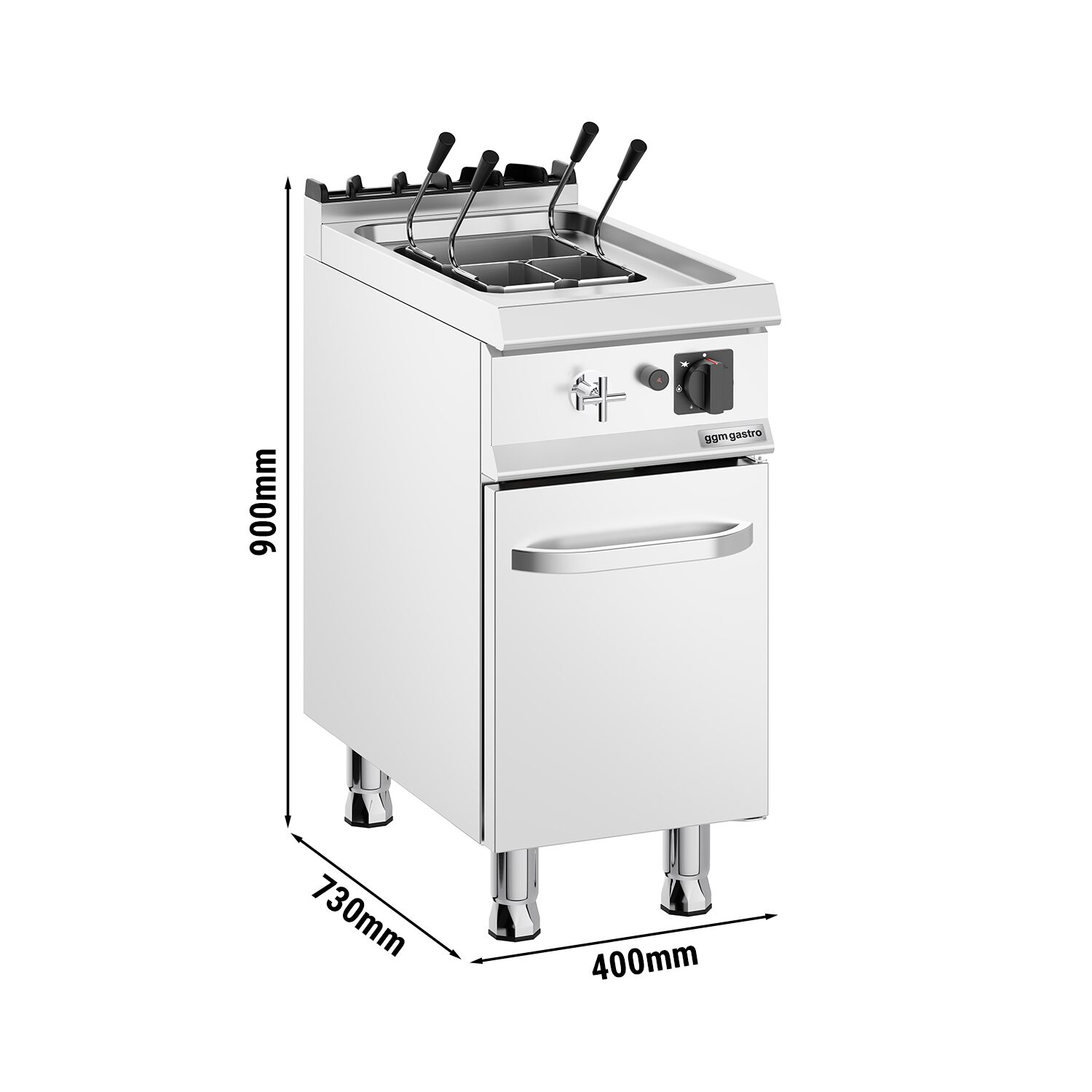 Cuiseur à pâtes à gaz – 18 litres – 10,5 kW – avec soubassement et 1 porte