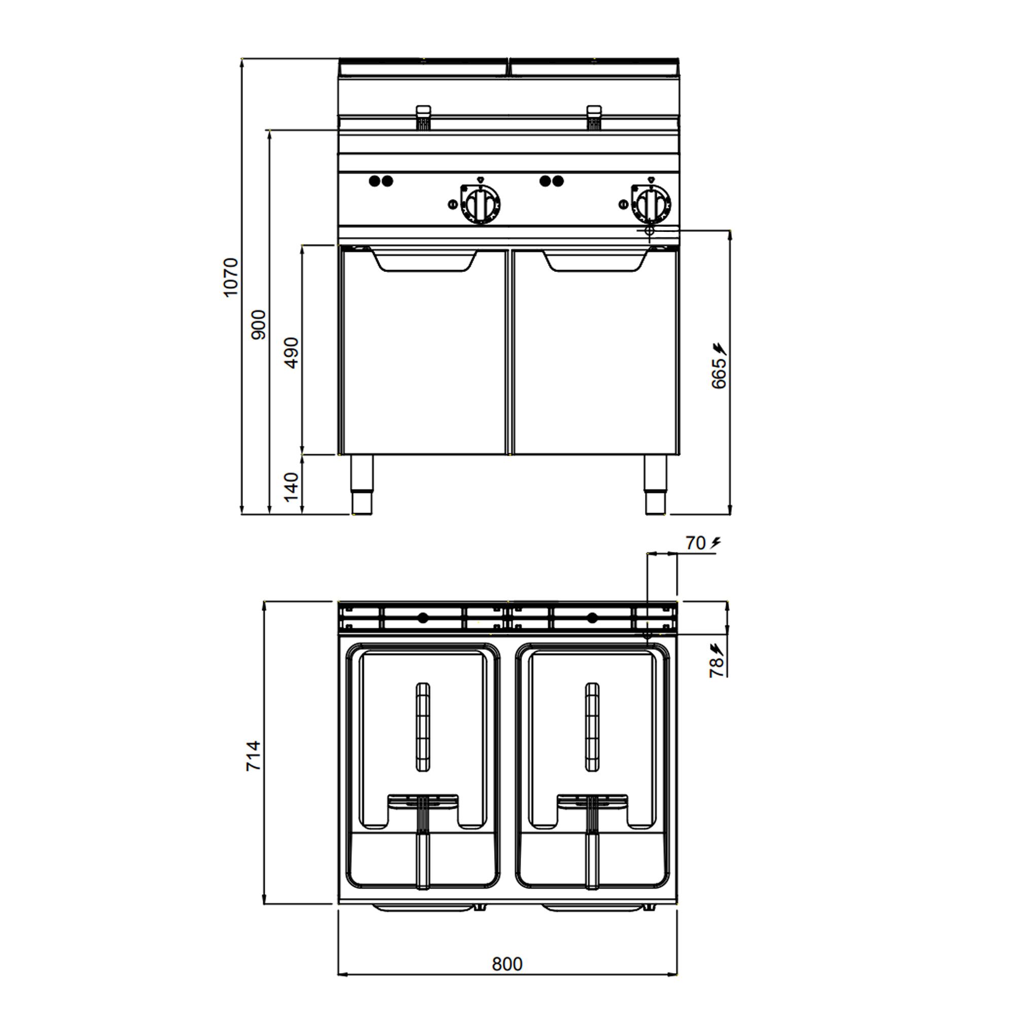 Friteuse électrique double – 18+18 litres – 27 kW