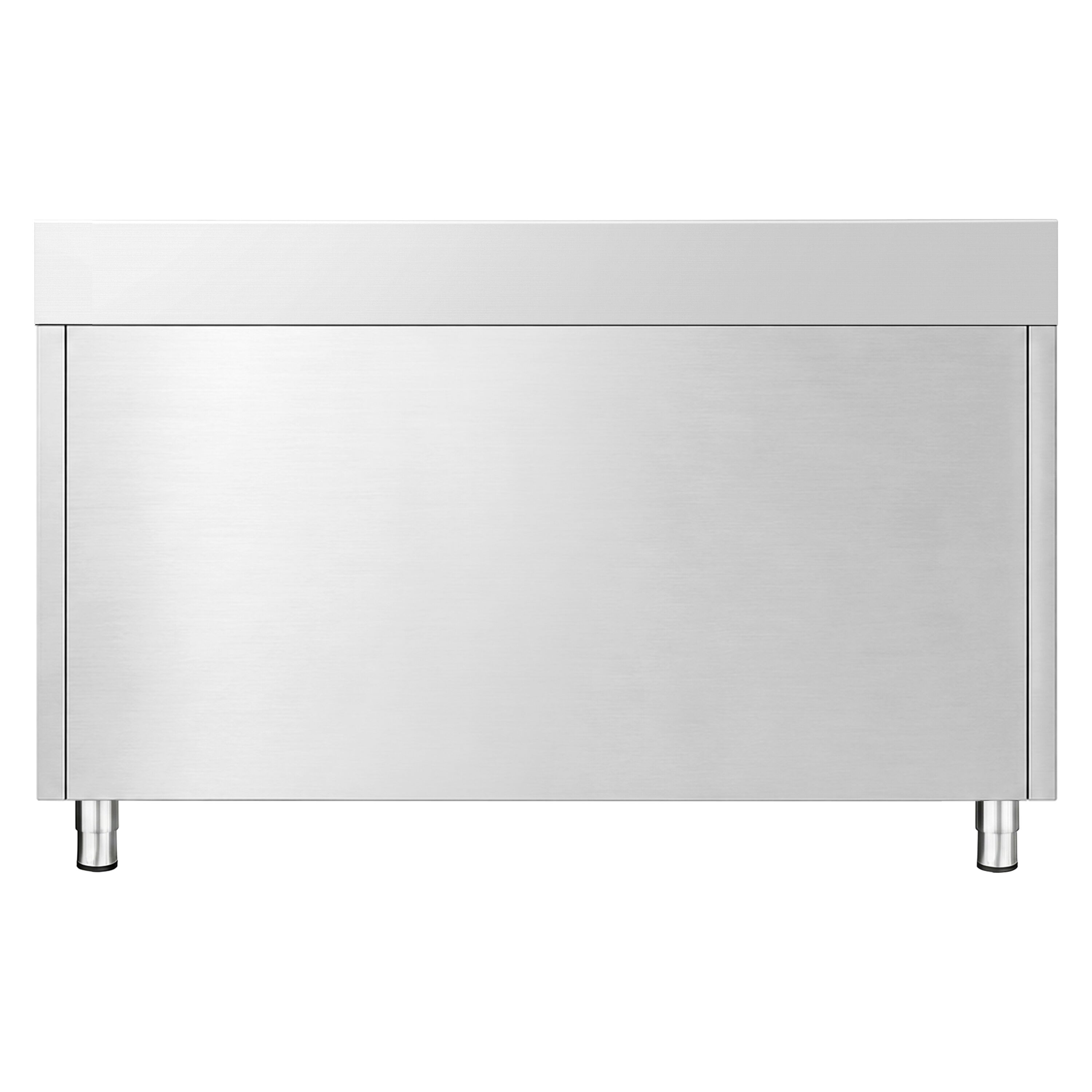 Armoire de travail en acier inoxydable PREMIUM - 1 200 x 600 mm - avec rebord - avec 2 tiroirs et une porte coulissante