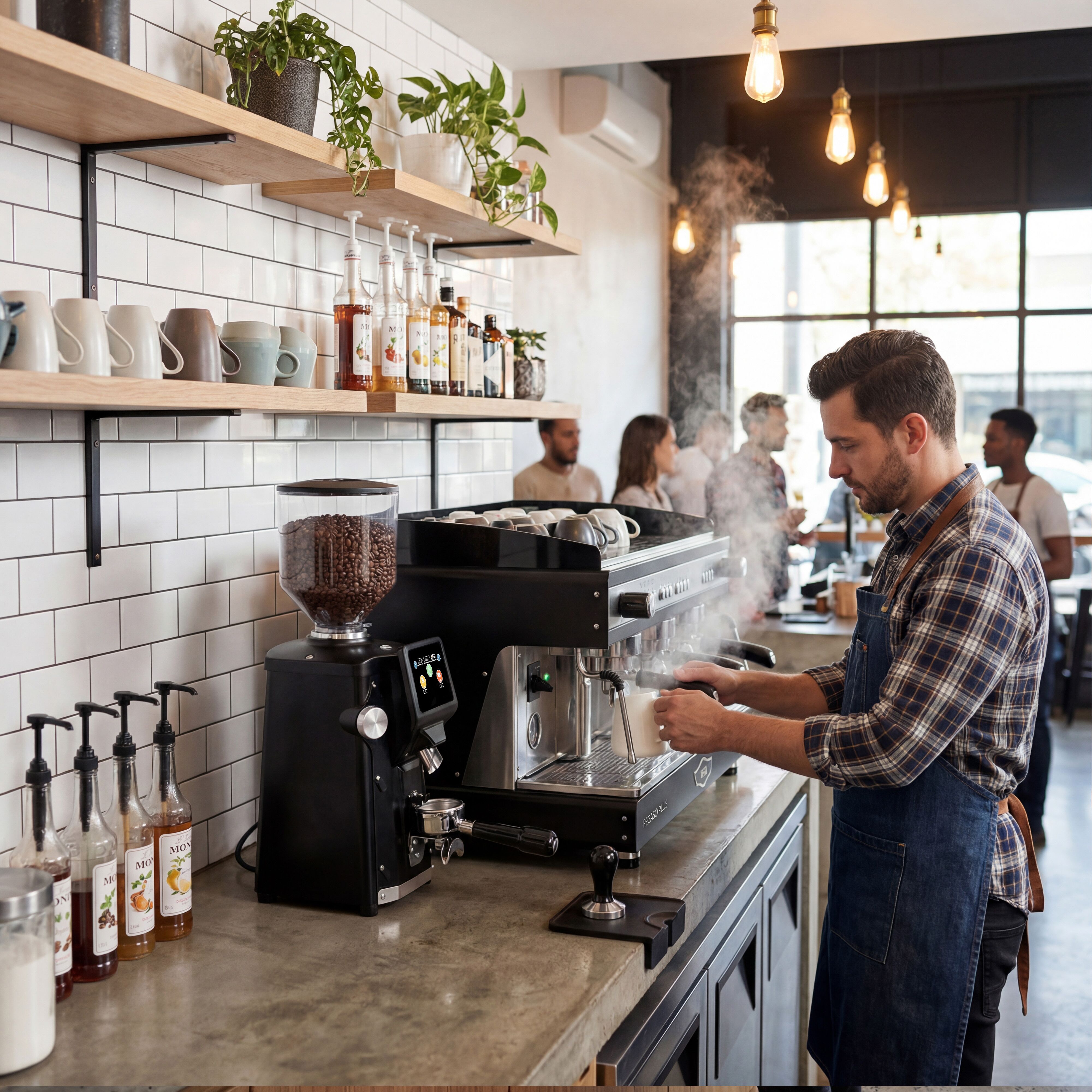 WEGA | Pegaso Plus - Espressor - 3 grupuri - 5,3 kW - cu spumător de lapte și apă fierbinte - Negru