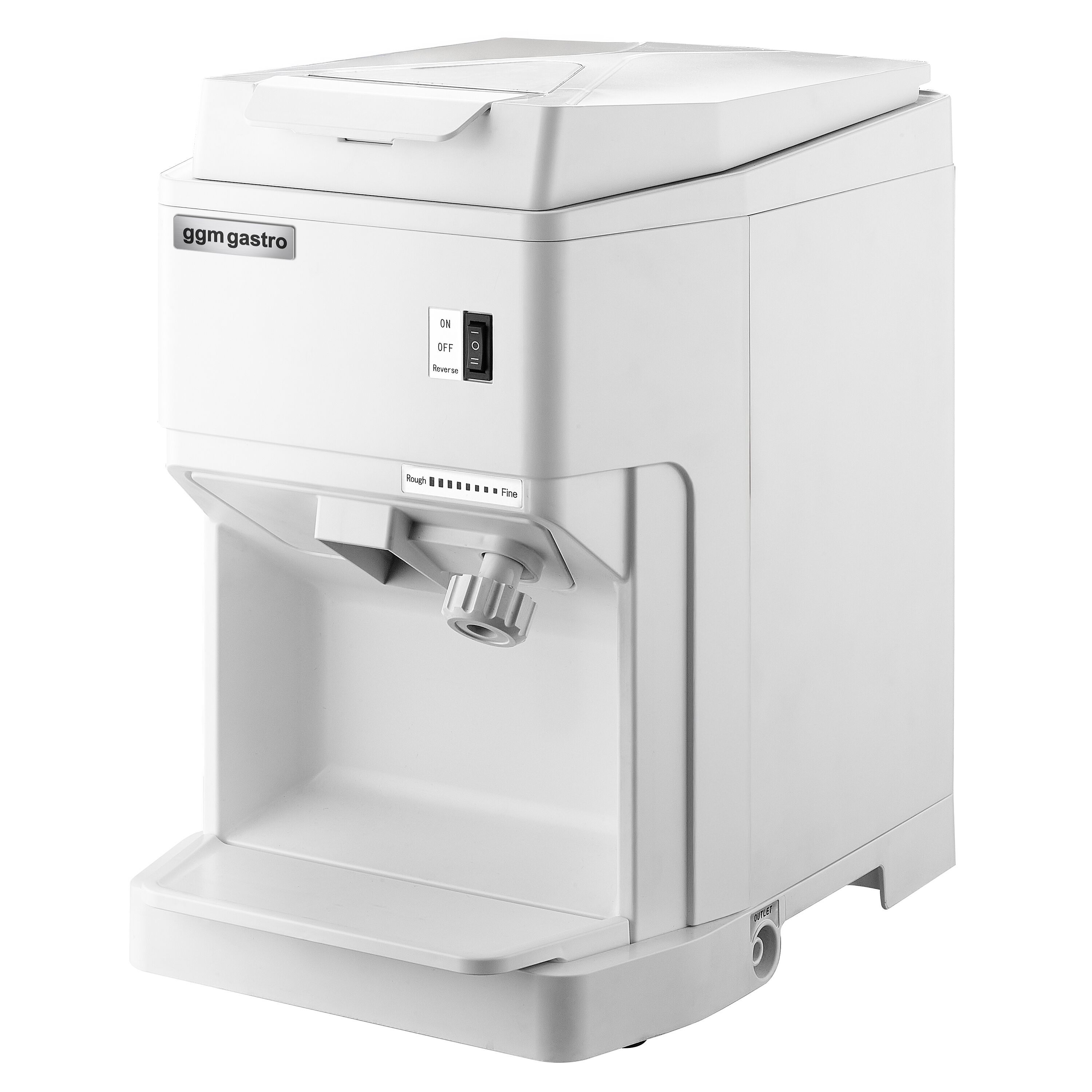 Broyeur à glace - 2,0kg/min - 250W - taille de glace réglable - Blanc - avec bac collecteur 2,5kg