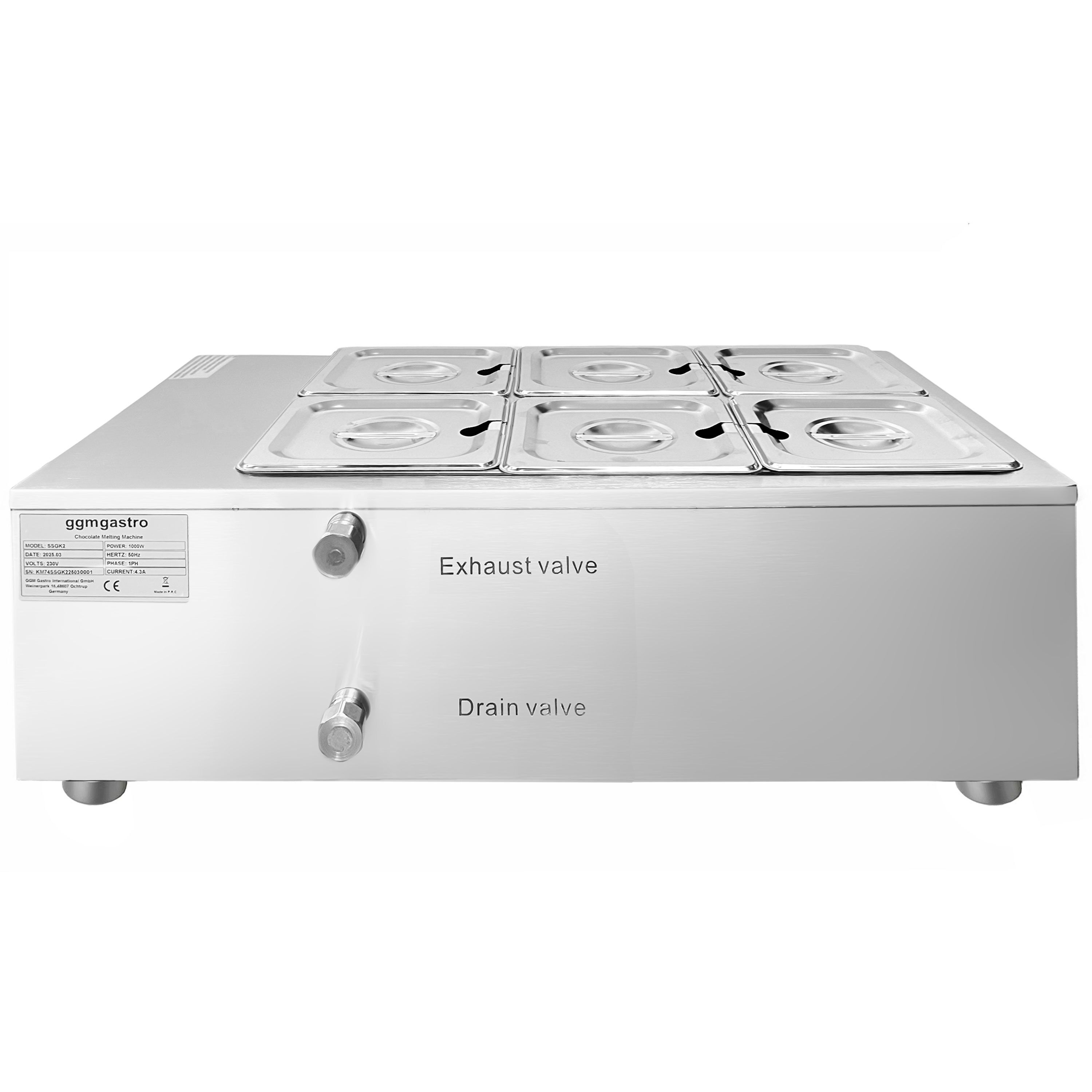 Fondoir à chocolat à bain-marie - 6x 1,7litres - 1kW