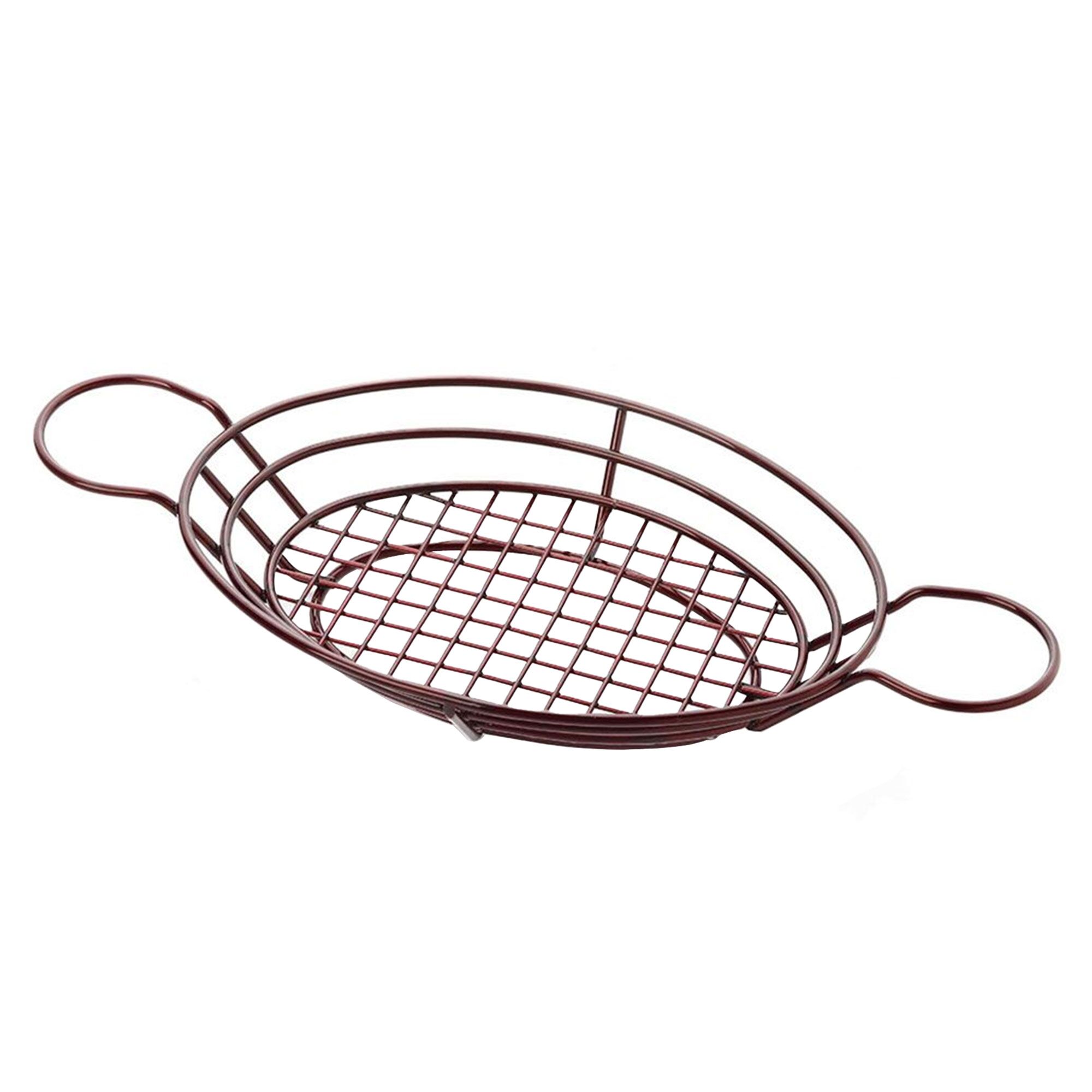 (5 pcs) Panier de service à frites - SNACKHOLDER - acier inoxydable - ovale - 280x200x60mm - avec coupelles à sauce