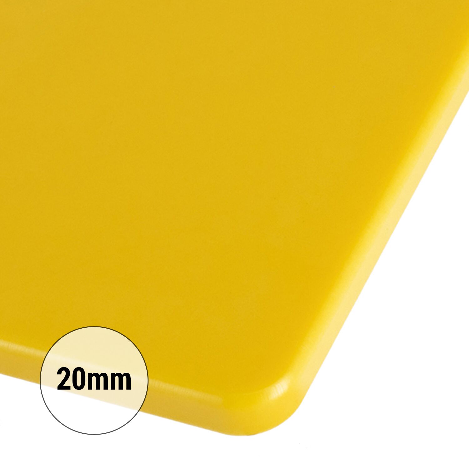 Chopping Board - 250x400mm - Thickness: 20mm - HACCP-Compliant - HDPE PE500 - Yellow