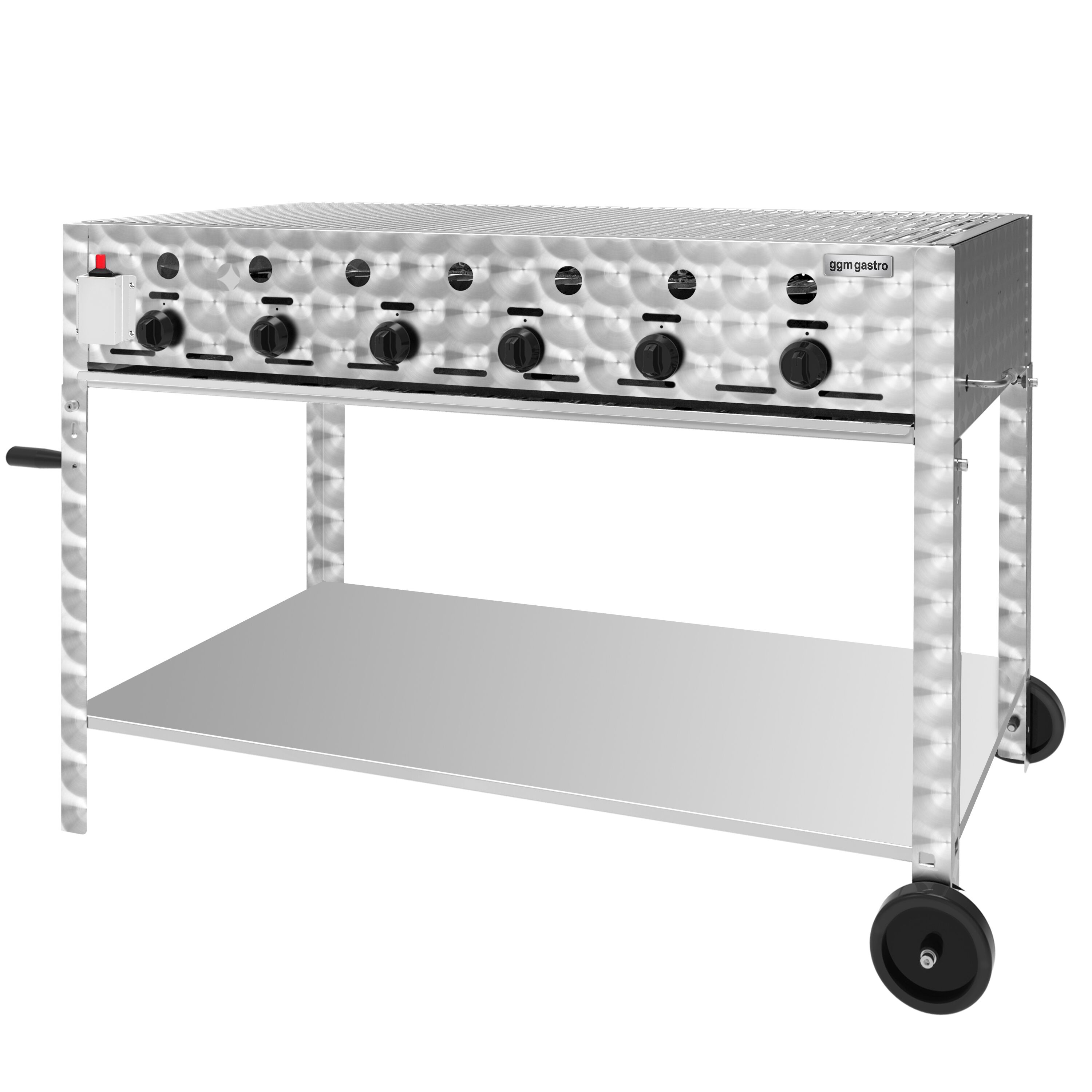 Barbecue à gaz - 22,5 kW - 6 brûleurs - incl. support mobile, grille & tôle