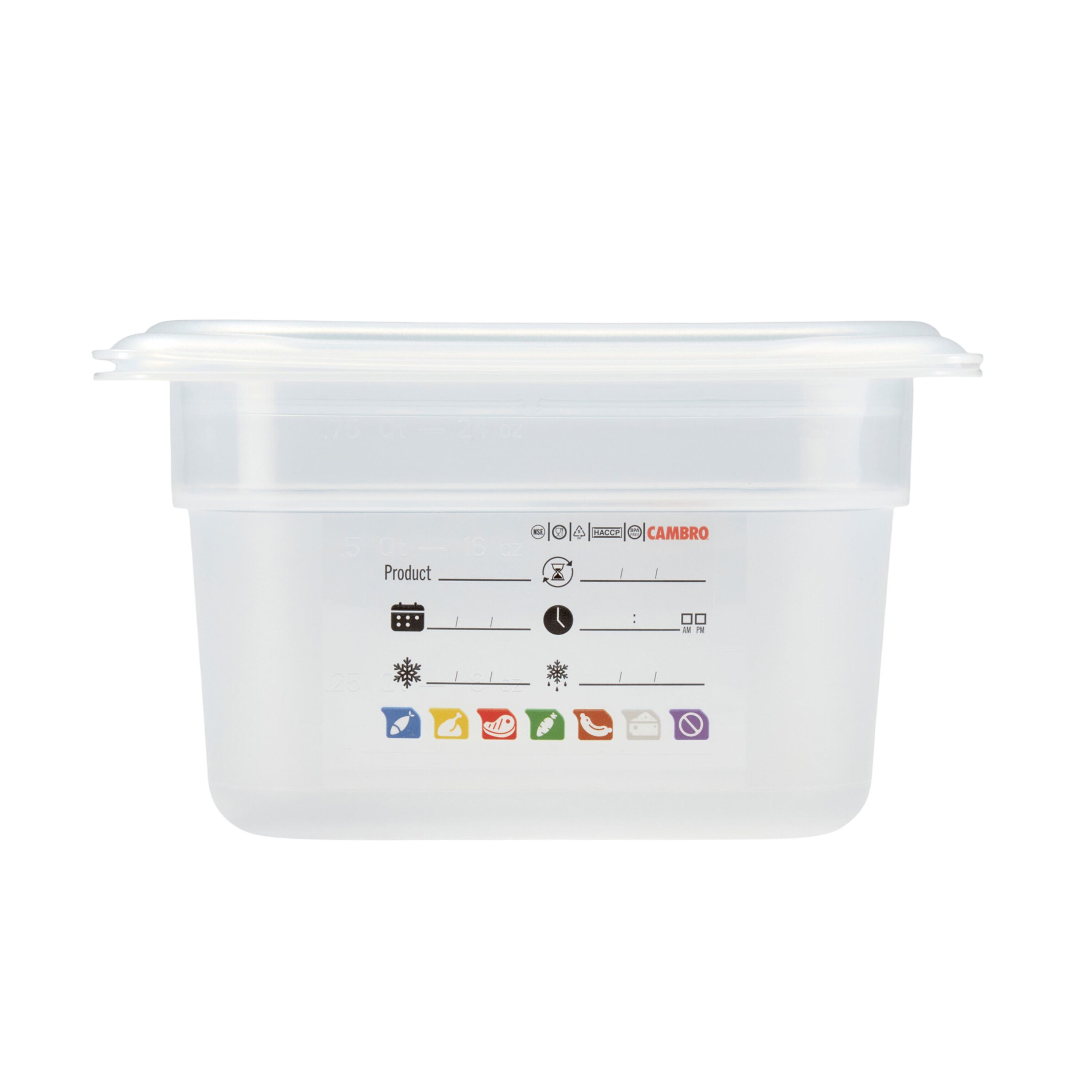 (6 pièces) CAMBRO | SafeTrak - Récipients en polypropylène GN 1/9 - laiteux - Hauteur : 100mm