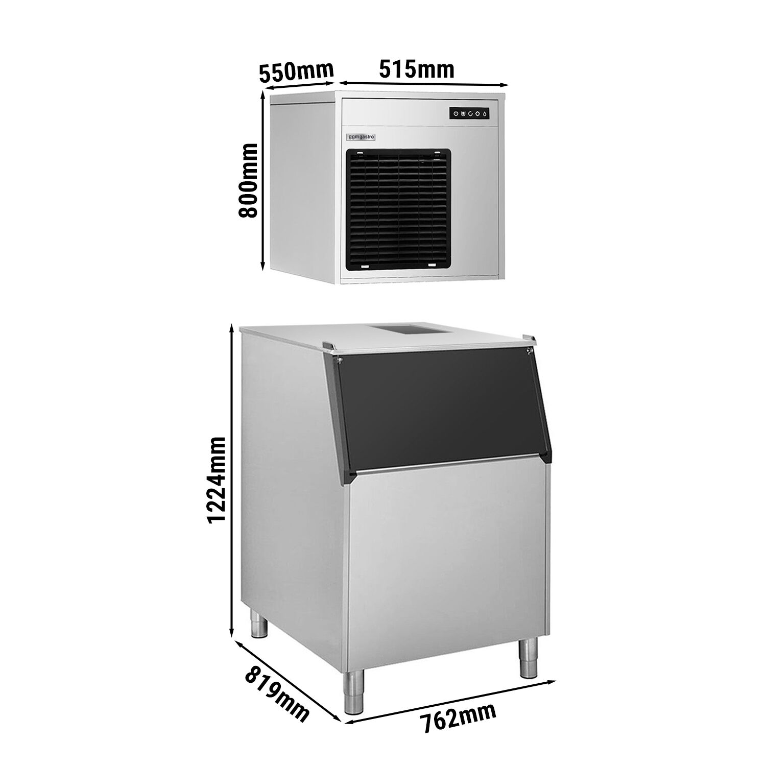 Machine à glace en grains - 220kg/24h - incl. bac à glaçons
