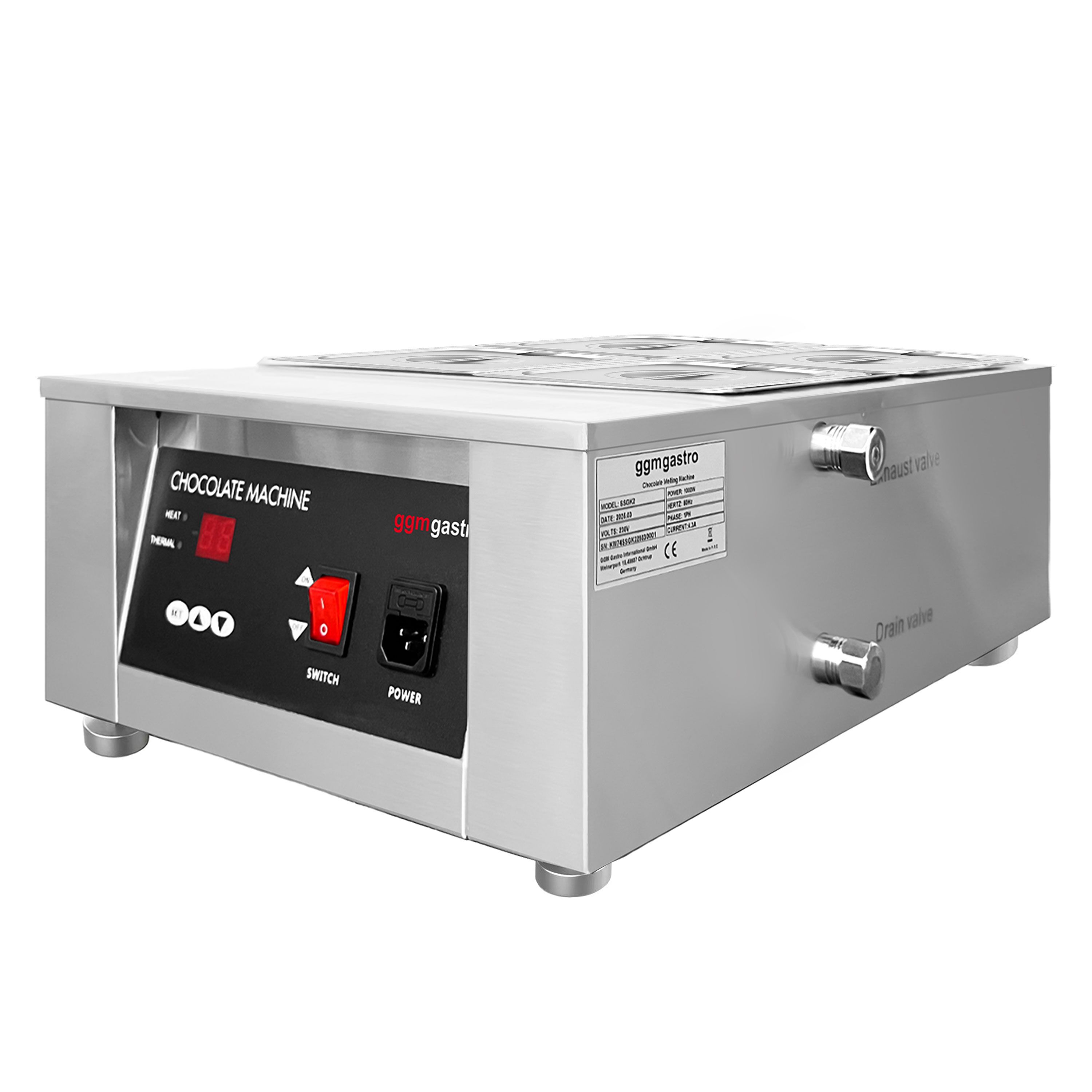 Fondoir à chocolat à bain-marie - 4x 1,7litres - 1kW