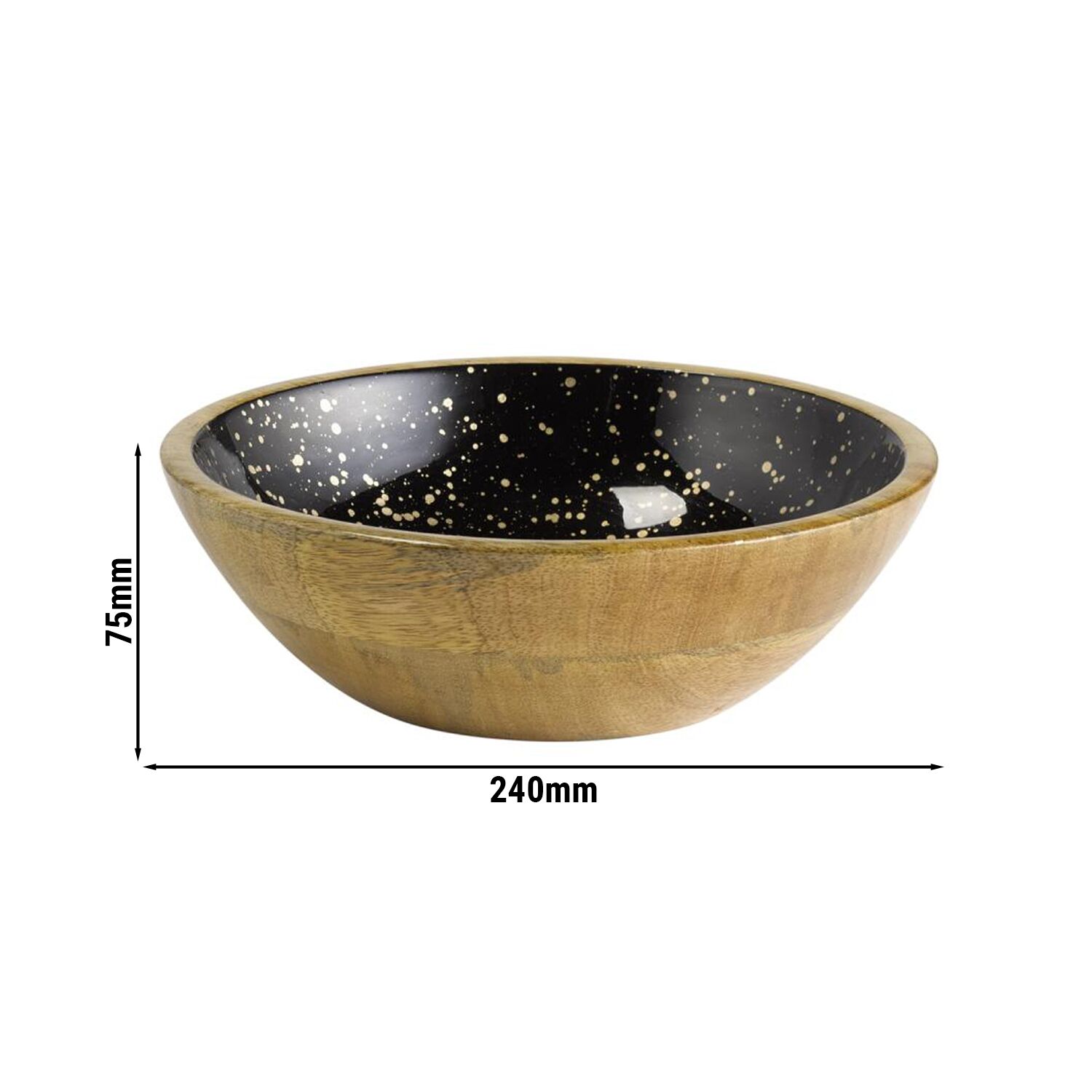 (6 pcs) Coupe - MANGO - Bois de manguier - 1,1L - Ø 240mm - Profondeur : 75mm - Noir/Or