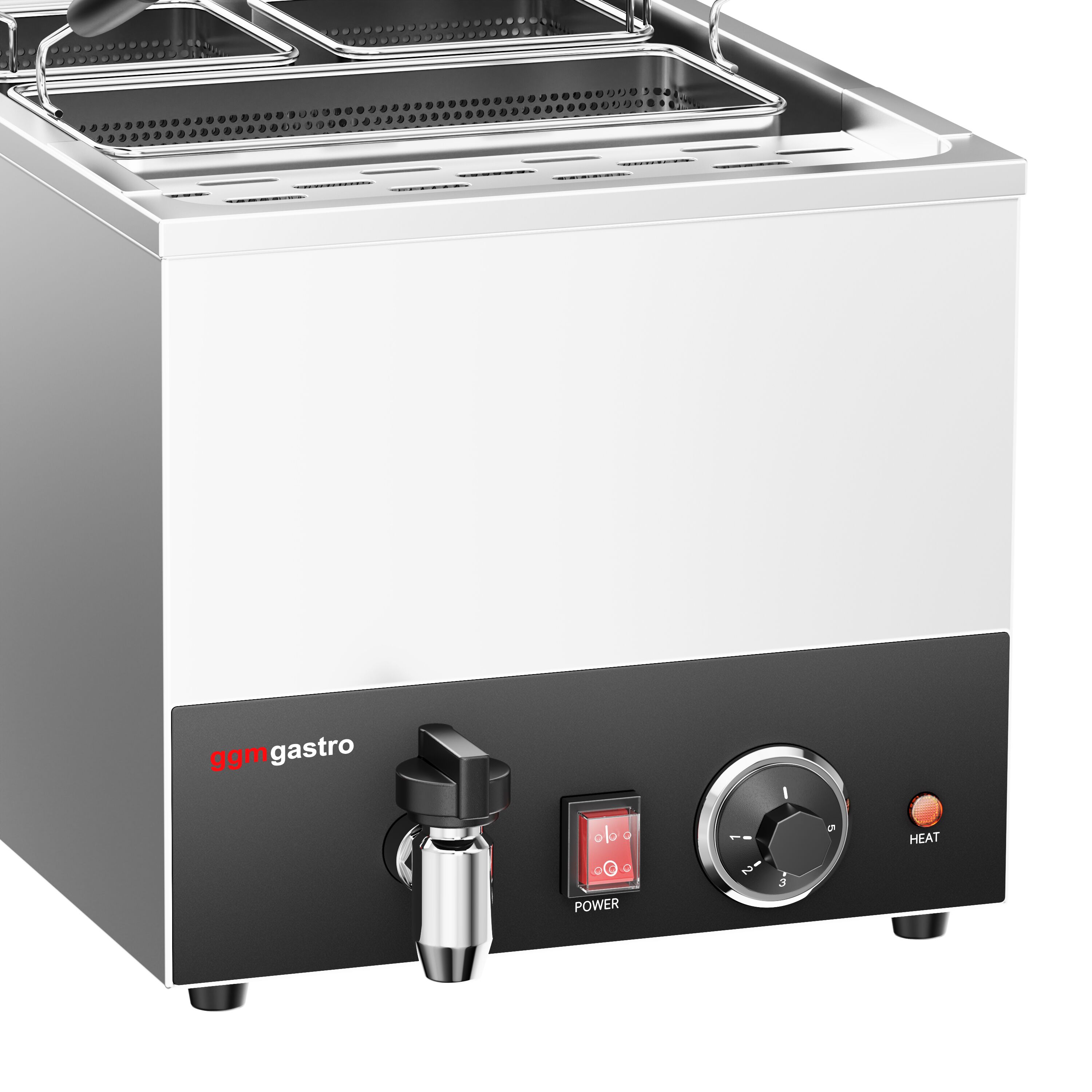 Cuiseur à pâtes électrique – 25 L – 3,25 kW – avec robinet de vidange – incl. 3 paniers