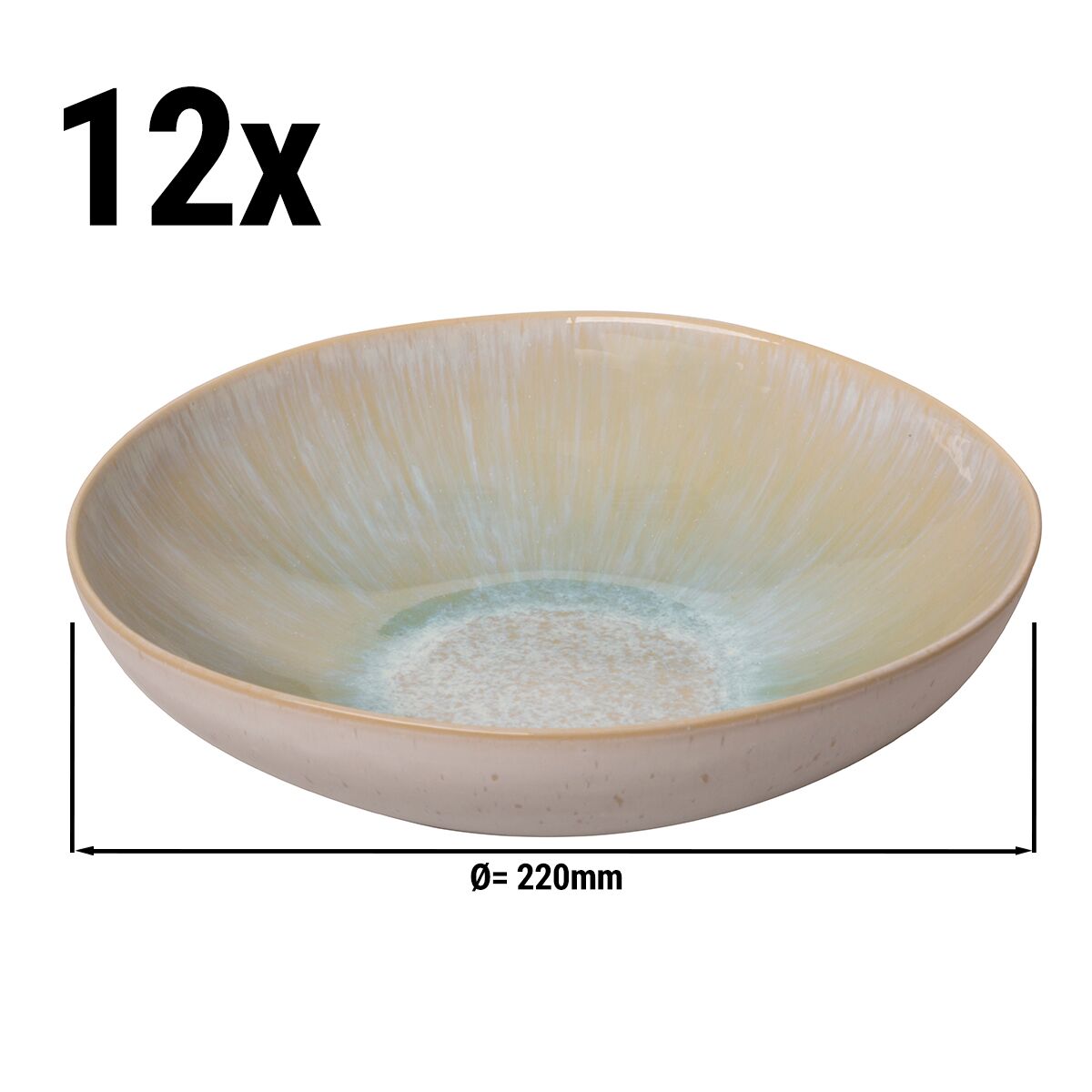 (12 pièces) LIGHT BLUE SEA – Bol / Assiette creuse – Ø 220 mm – Bleu