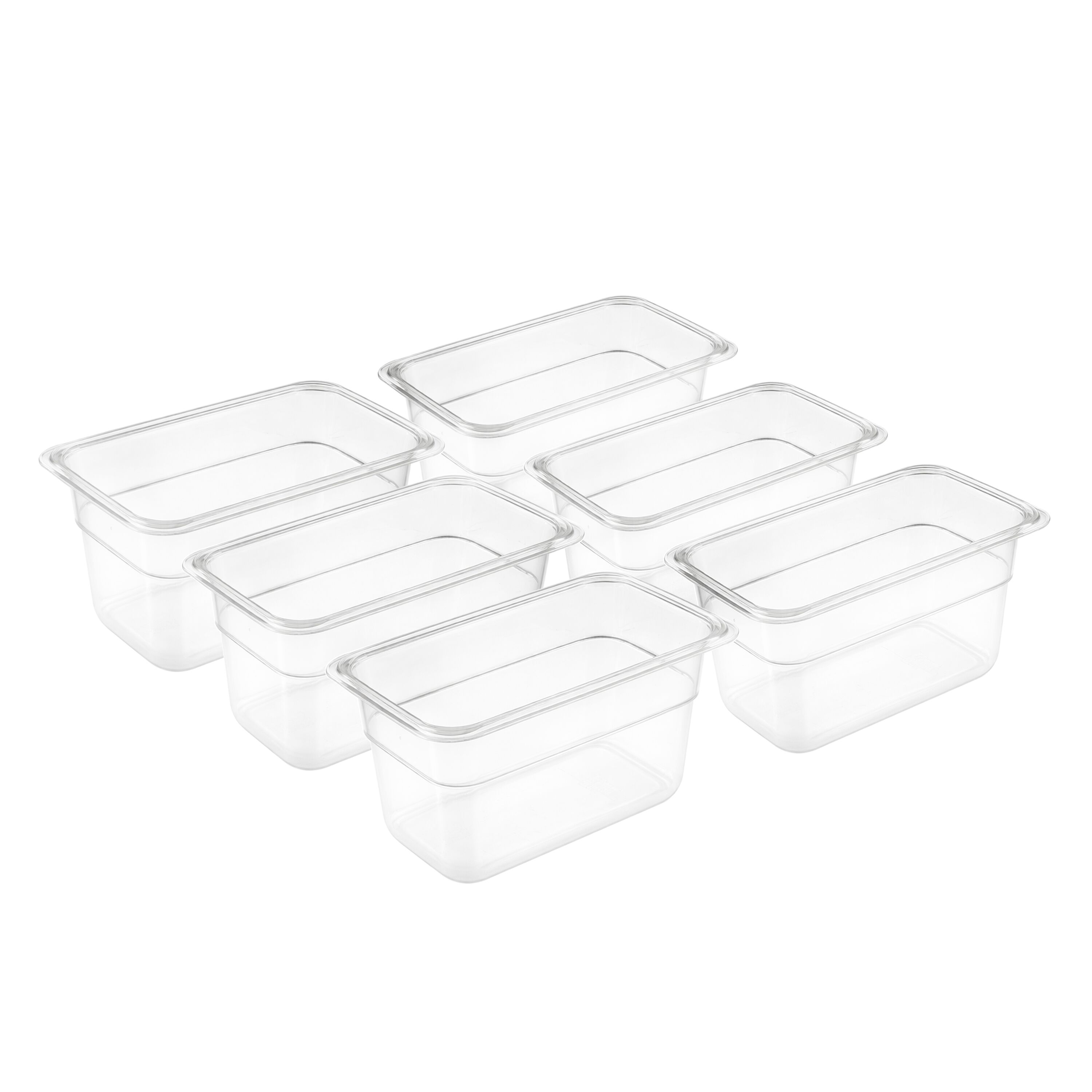 (6 pièces) Bac en Polypropylène - GN 1/9 - Translucide - 0,57 L - Hauteur : 65 mm