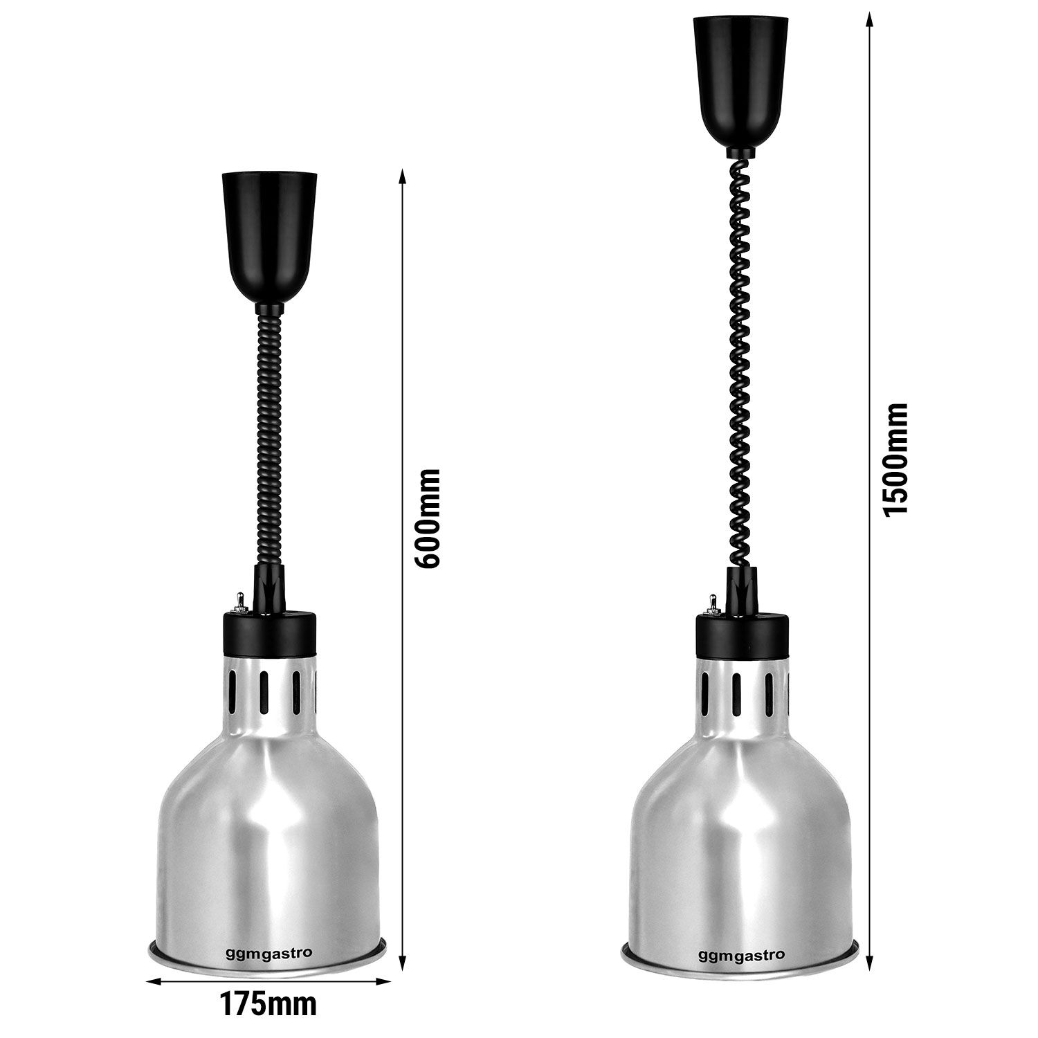 Lampe chauffante infrarouge – 275 watts – Ø 175 mm – Argent