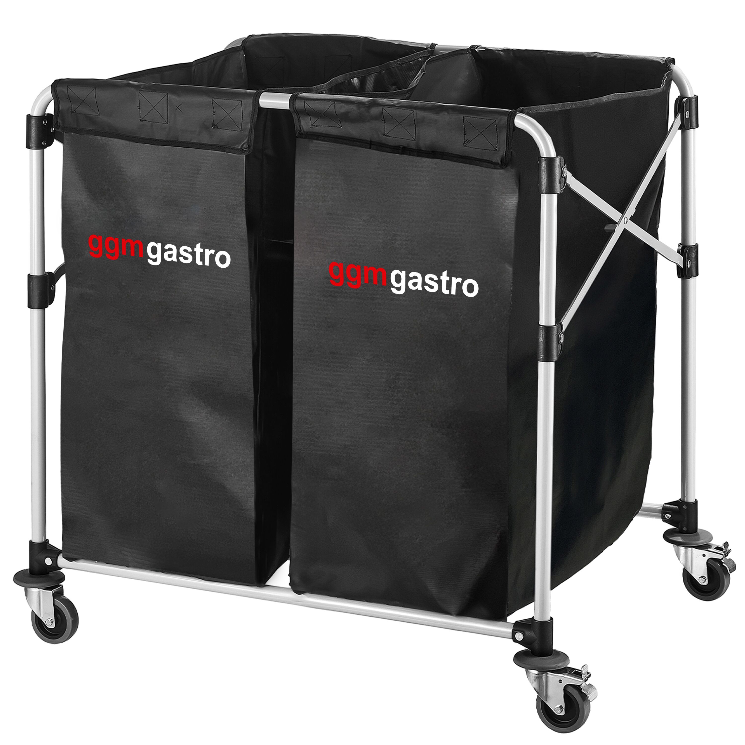 Chariot à linge - pliant - 2x 150L - cadre en aluminium - Noir
