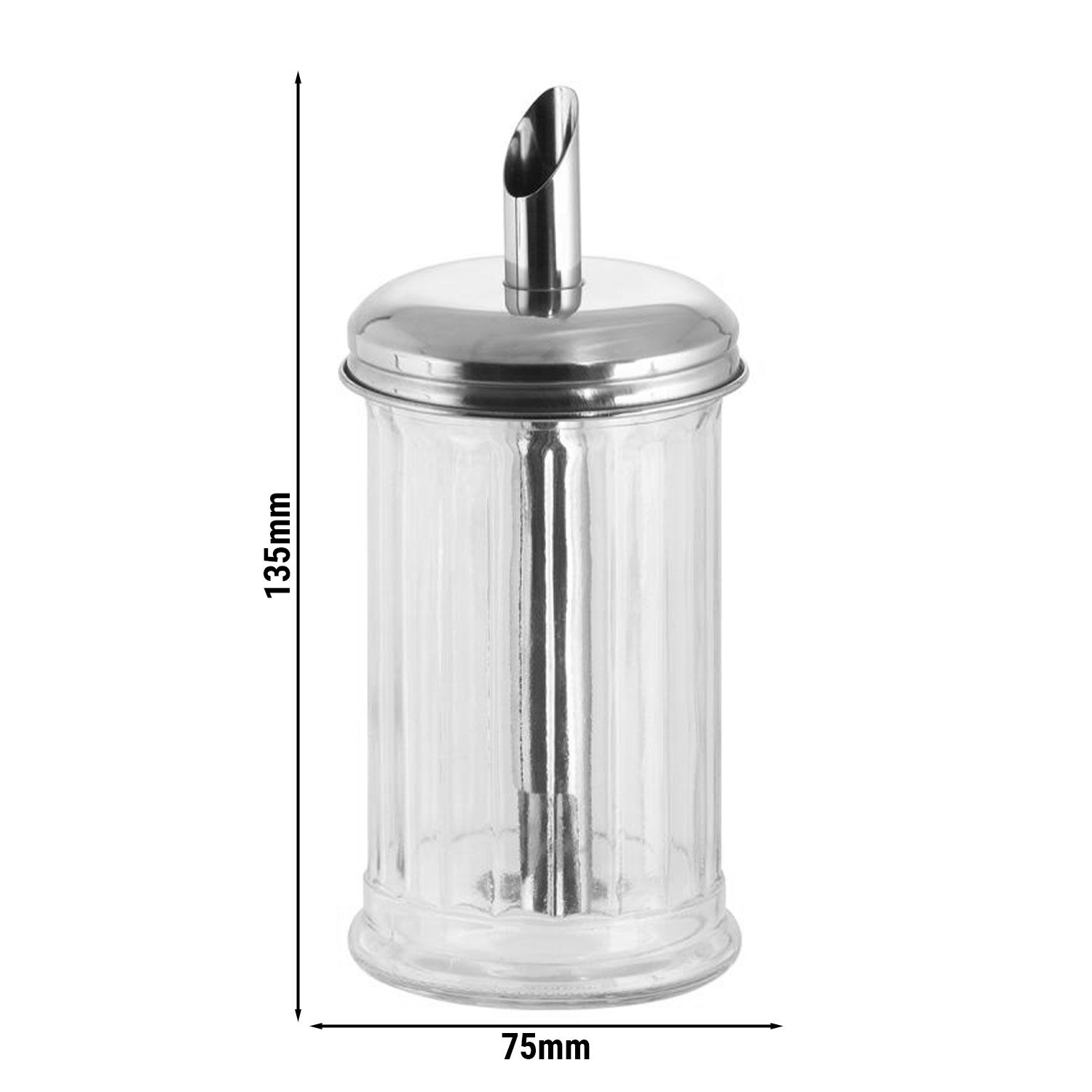 (6 pcs) Sucrier doseur - Verre - Ø75mm - 320ml - Hauteur:135mm
