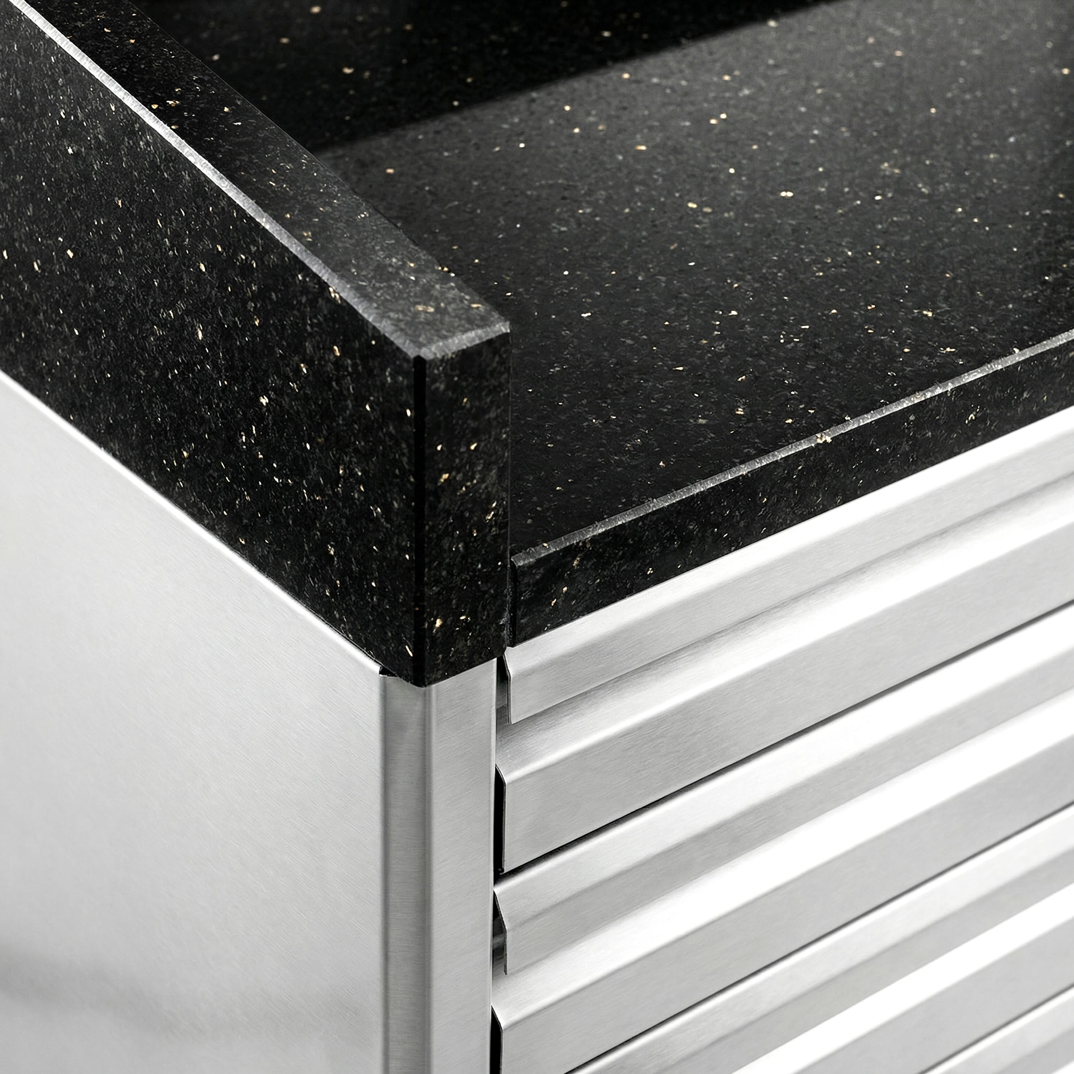 Pizzakylbänk PREMIUM - 2025x800 mm - granitskiva - med 2 dörrar & 7 lådor