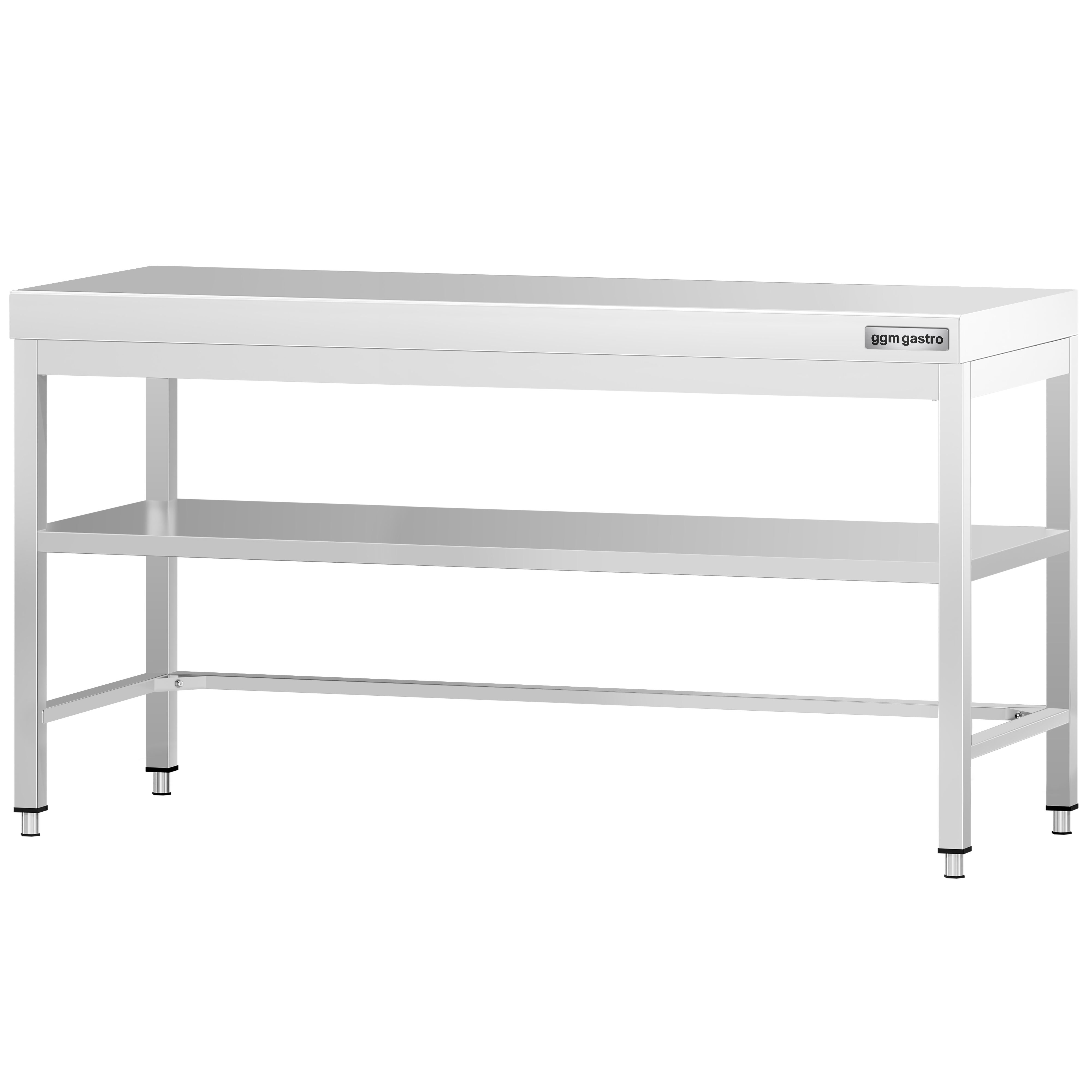 Table de travail en inox PREMIUM – 2000x800 mm – avec tablette inférieure et renforts