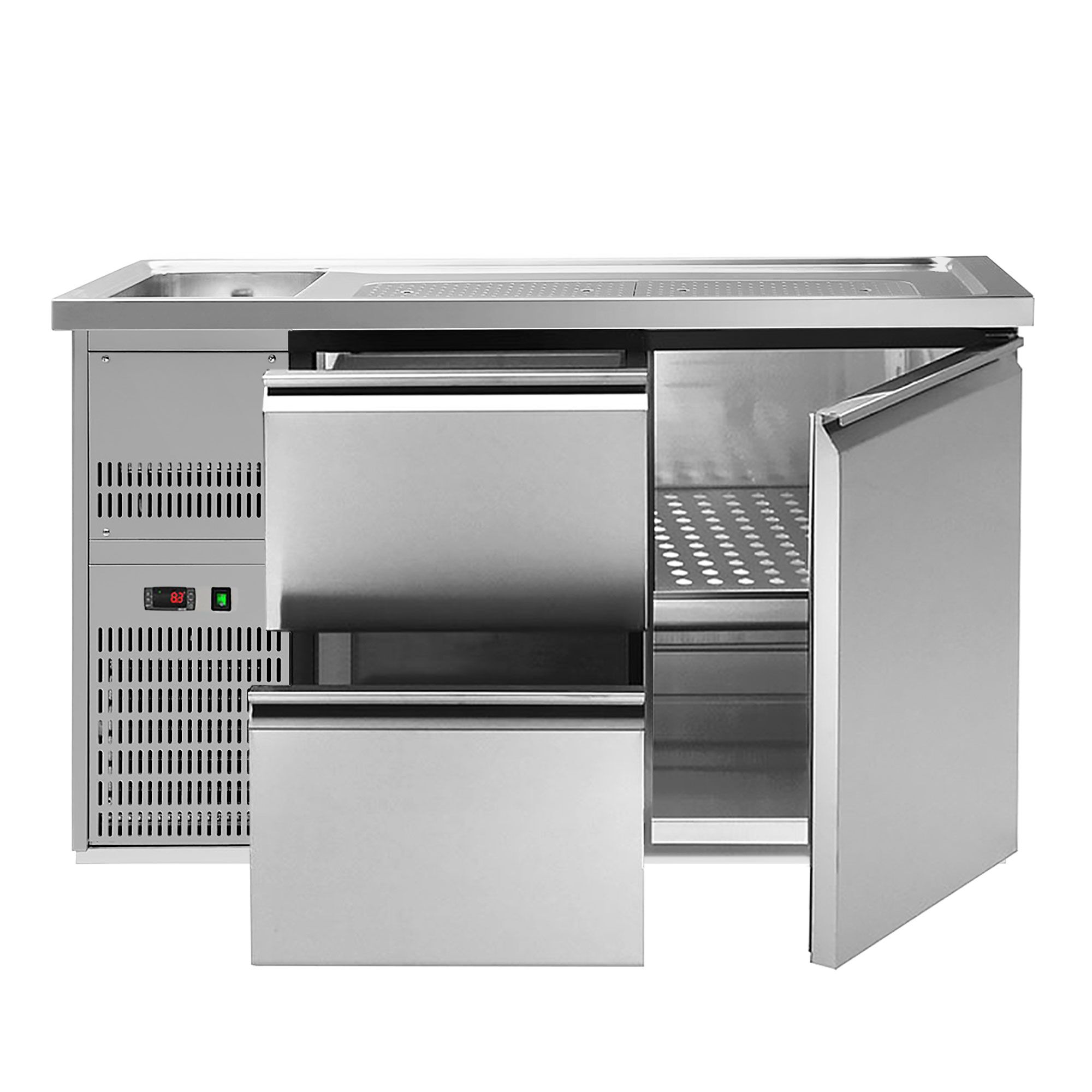 Direct Draw Beer Dispenser / Kegerator PREMIUM PLUS - 1550x700mm - 1 Solid Door & 2 Drawers