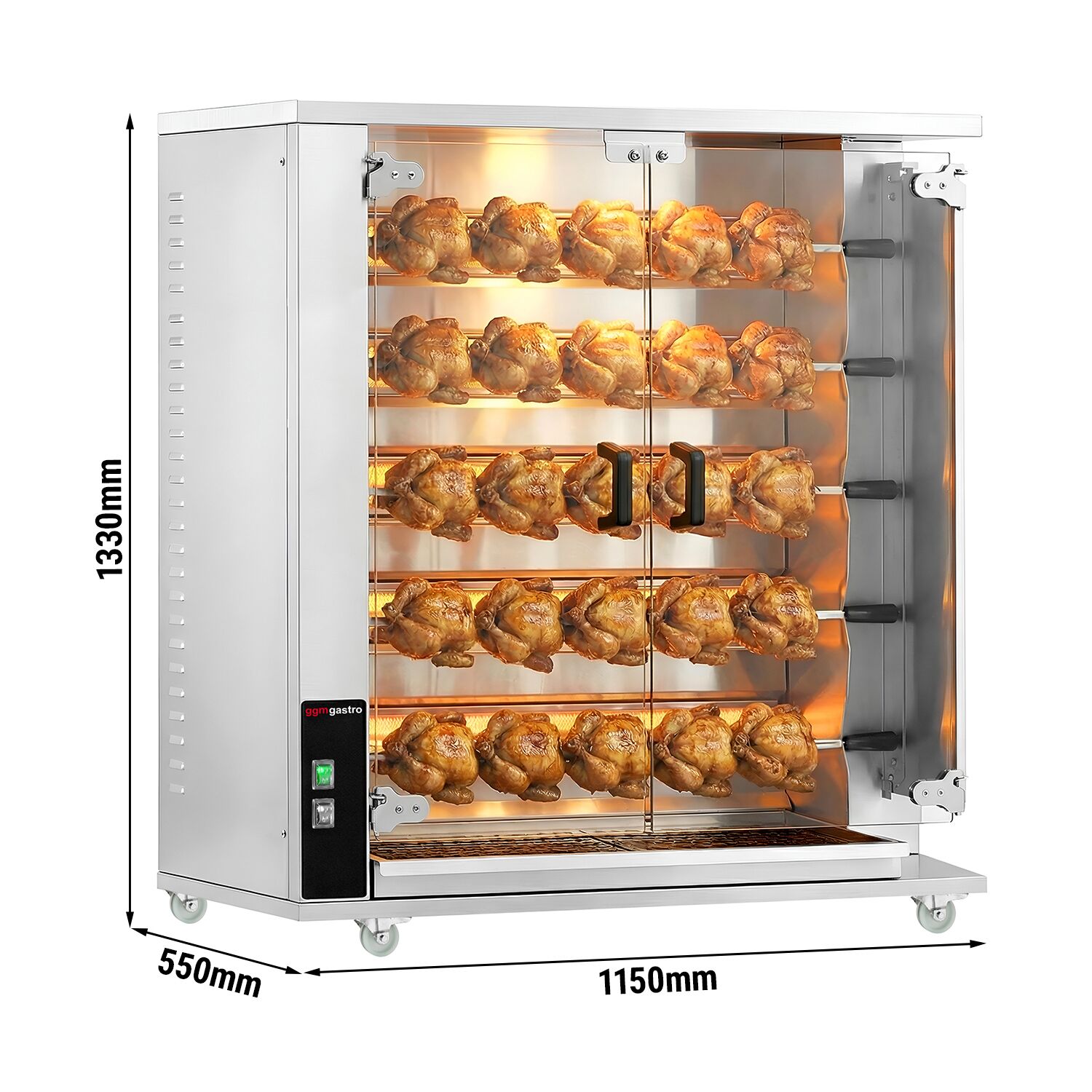 Gaz Rôtissoire à poulets Verticale - 5 broches - avec pour jusqu’à 25 poulets - 23,5kW