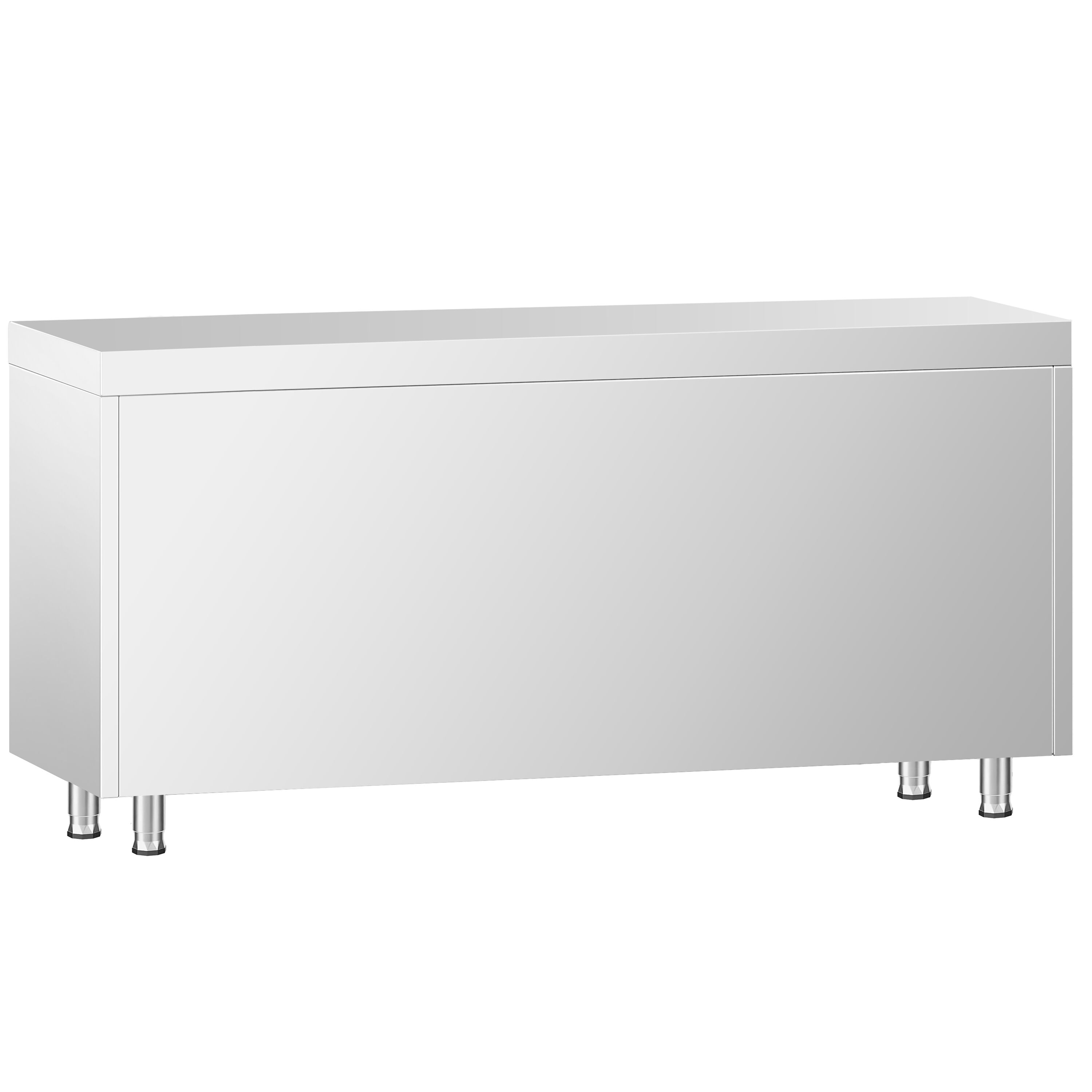 Table armoire en acier inoxydable PREMIUM - 1600x700mm - avec 3 tiroirs à gauche et portes coulissantes