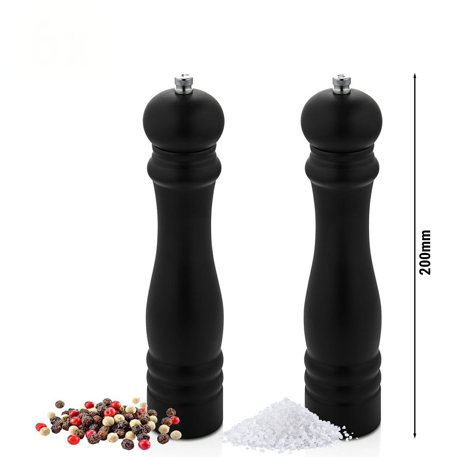 (6 pièces) Moulins à sel et à poivre – Hauteur : 200 mm