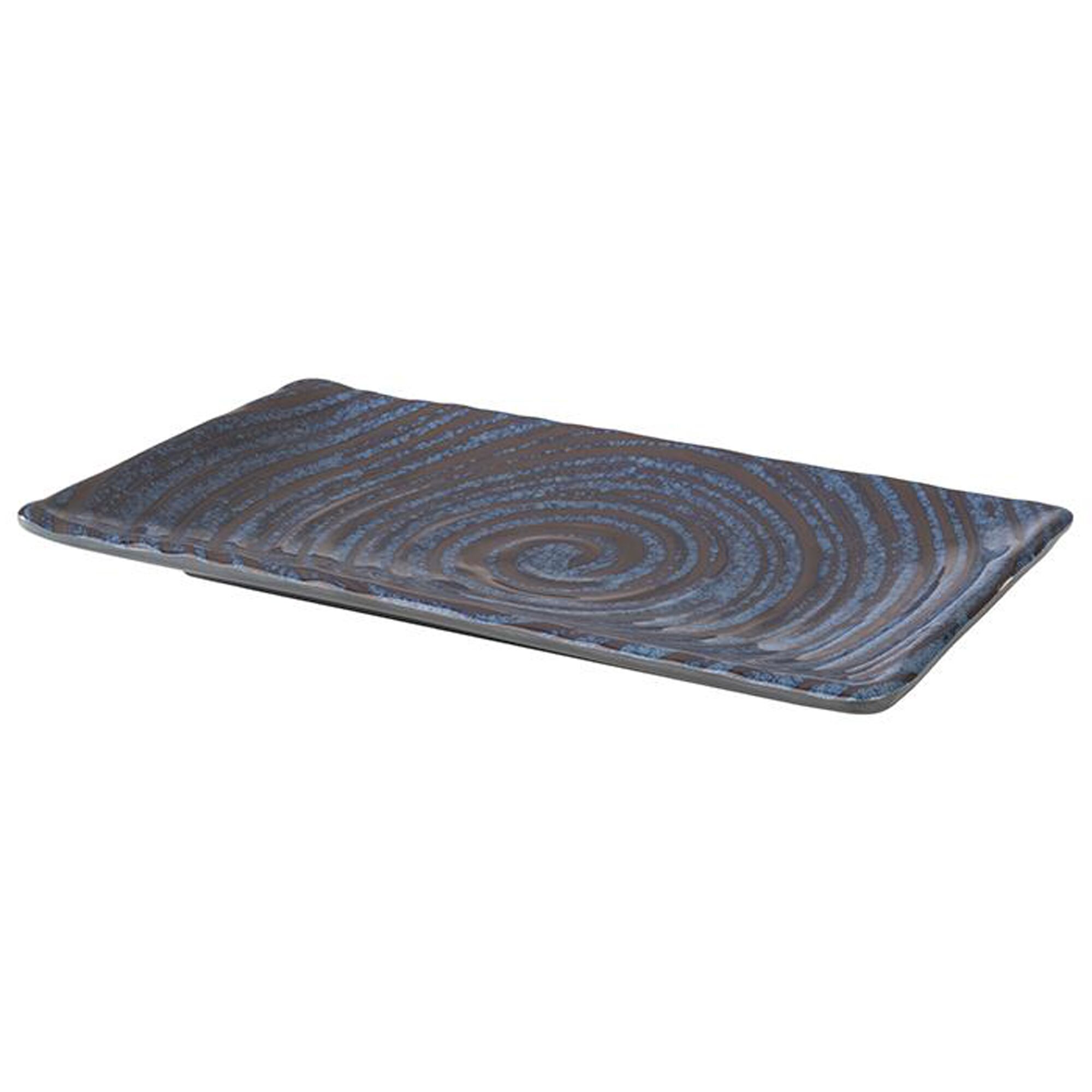 (6 pcs) Plateau de présentation - LOOPS - Mélamine - 235x135mm - Hauteur:15mm - Bleu/Gris - empilable, compatible lave-vaisselle