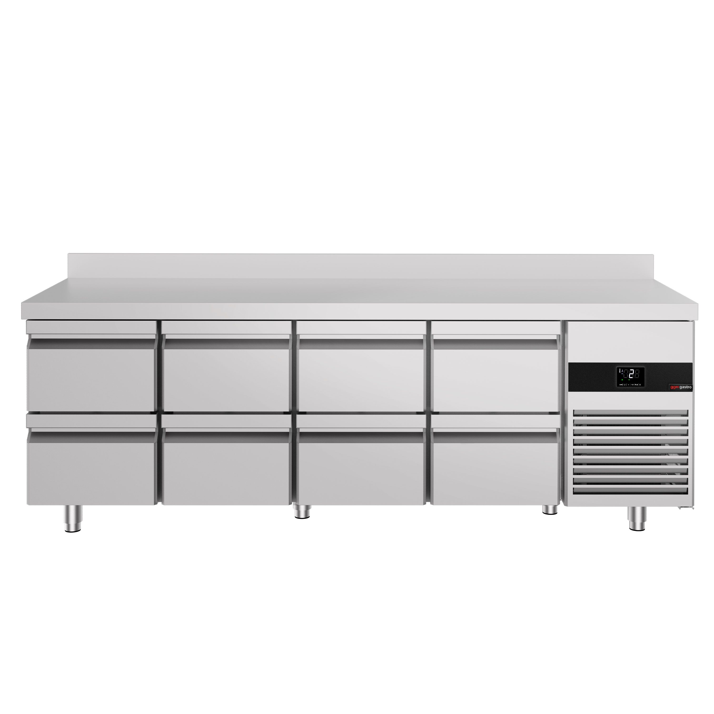 Table réfrigérée PREMIUM - 2330 x 700 mm - avec 8 tiroirs - dosseret