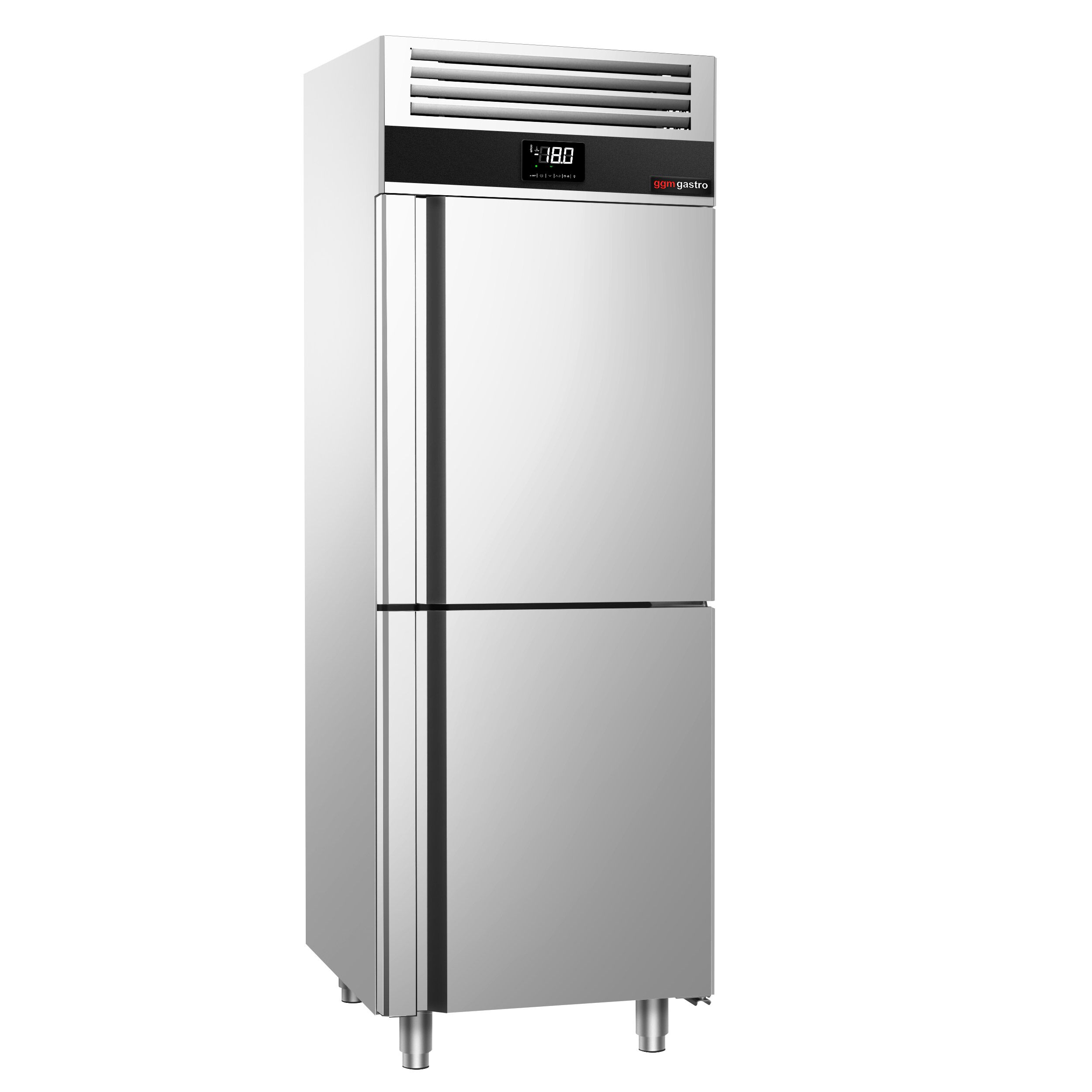 Armoire réfrigérée négative en acier inoxydable PREMIUM - GN 2/1 - 700 L - avec 2 demi-portes