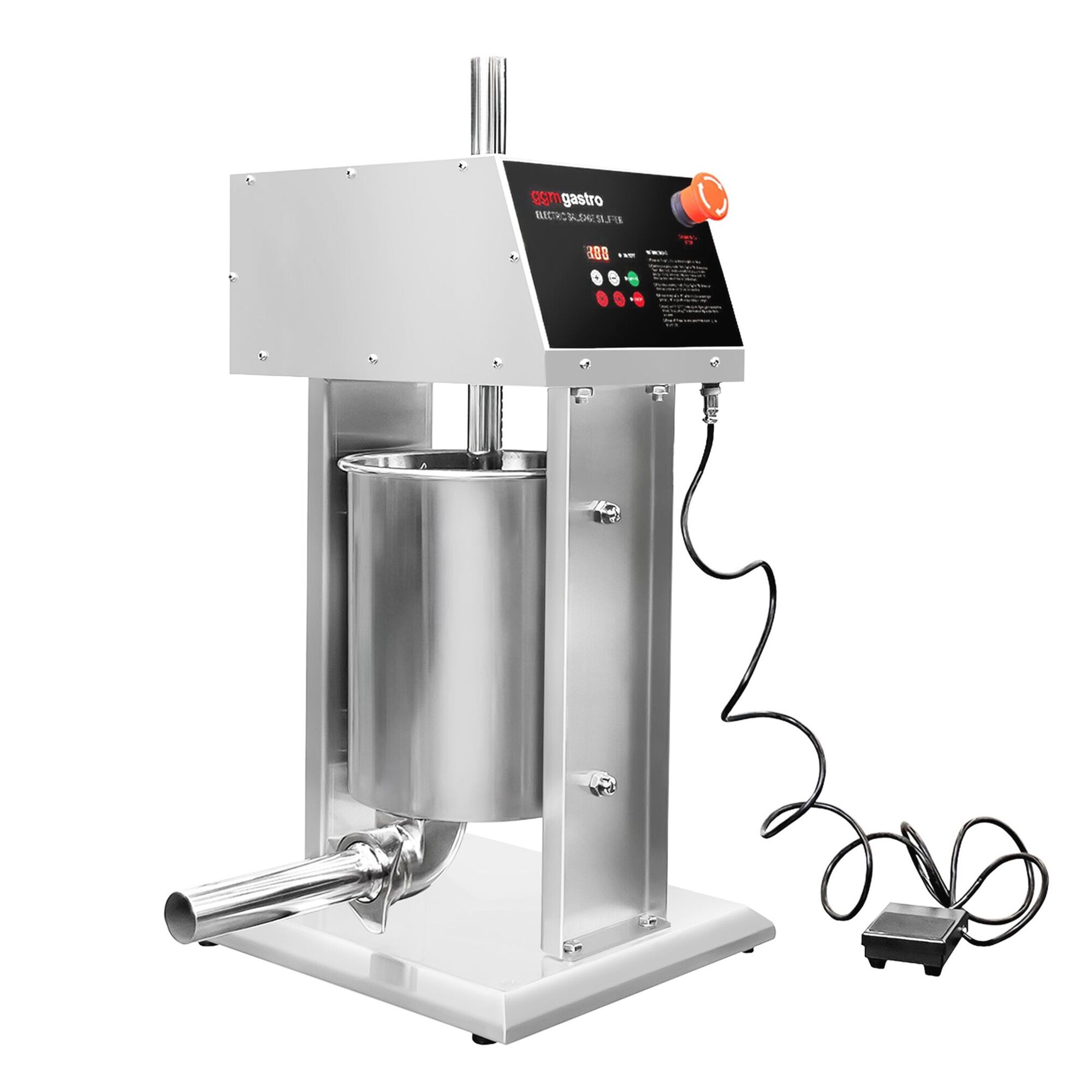 Poussoir à saucisses Électrique & Machine à churros - 10 Litres - 90 Watts - inox - incl. 4 Embouts à saucisses & 3 Embouts à churros