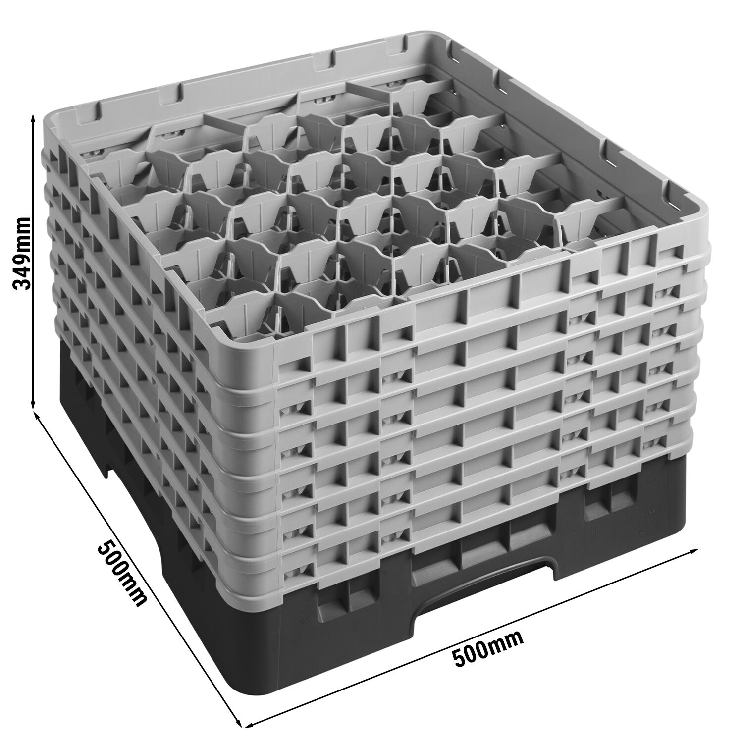 CAMBRO | CAMRACK® - Gläserspülkorb 1/1 - 20 Fächer - mit 6 Extender - 500x500mm - Schwarz