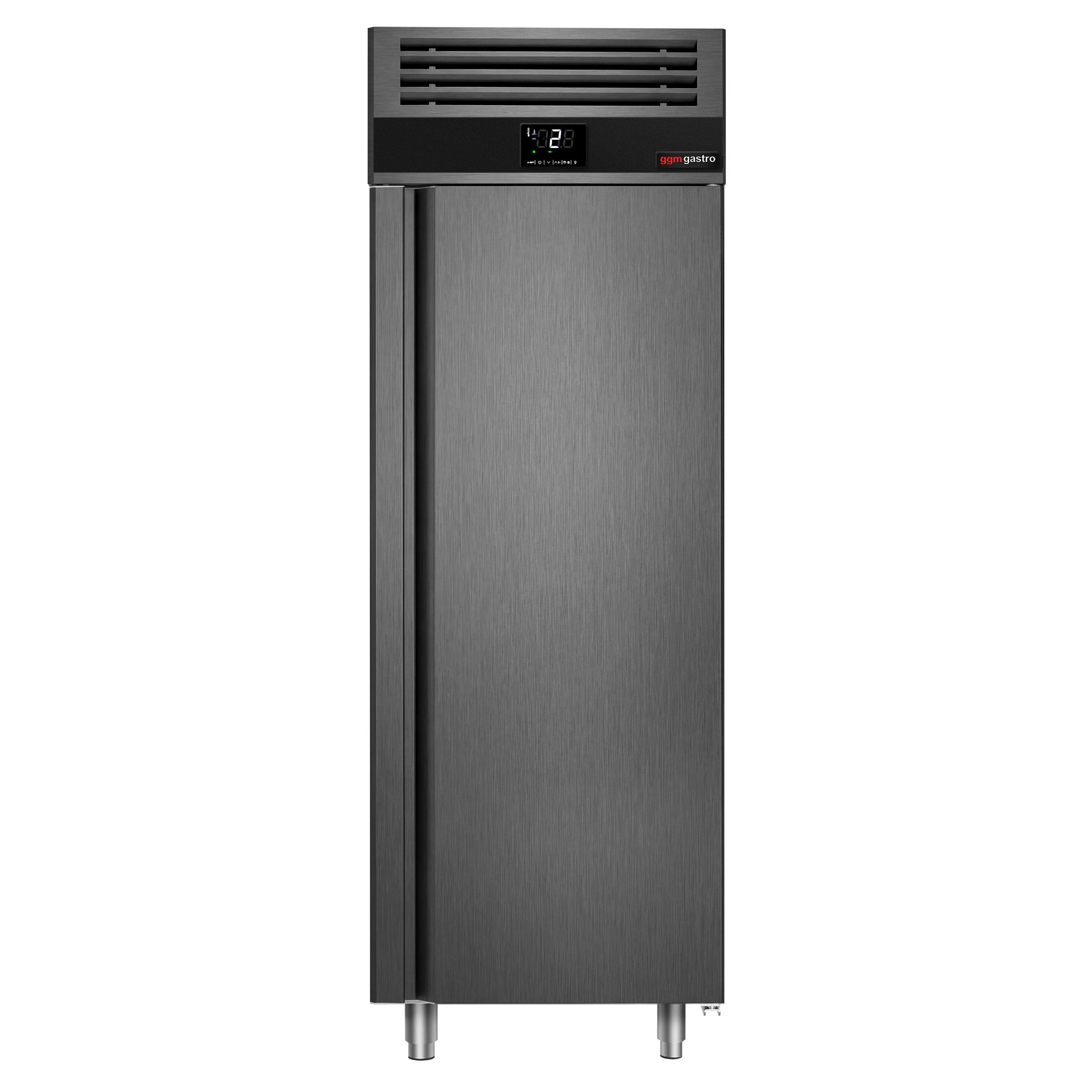 Armoire réfrigérée positive Inox AISI 304 PREMIUM - GN 2/1 - 700 L - avec 1 porte & Glissières GN & 4 grilles GN 2/1 - Anthracite