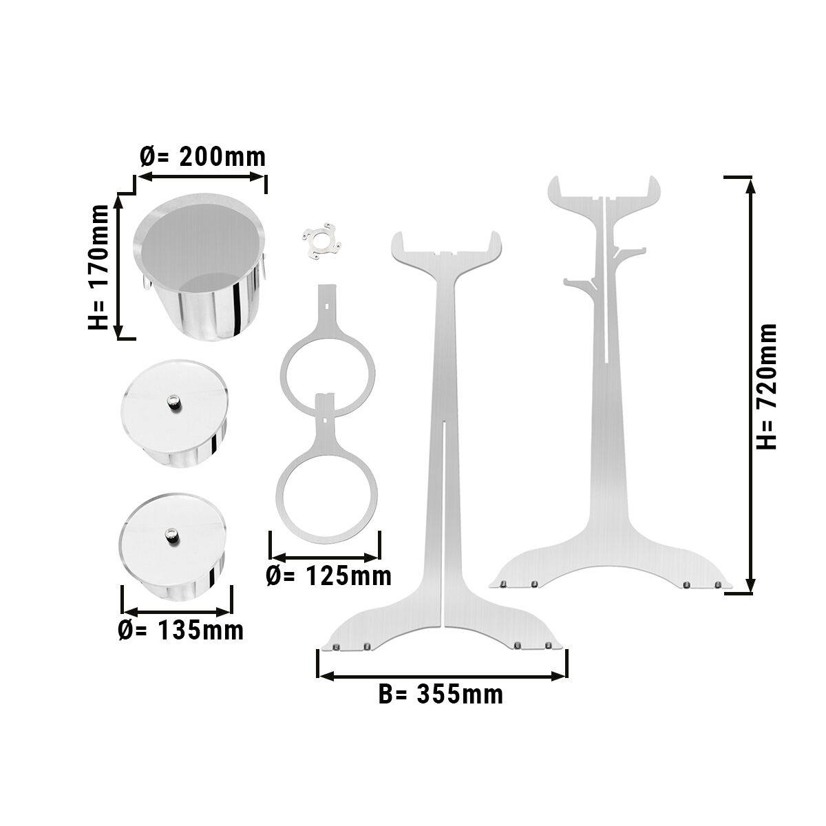 Wine Bucket with Stand & 2 Ice Buckets - Stainless Steel - Height:720mm