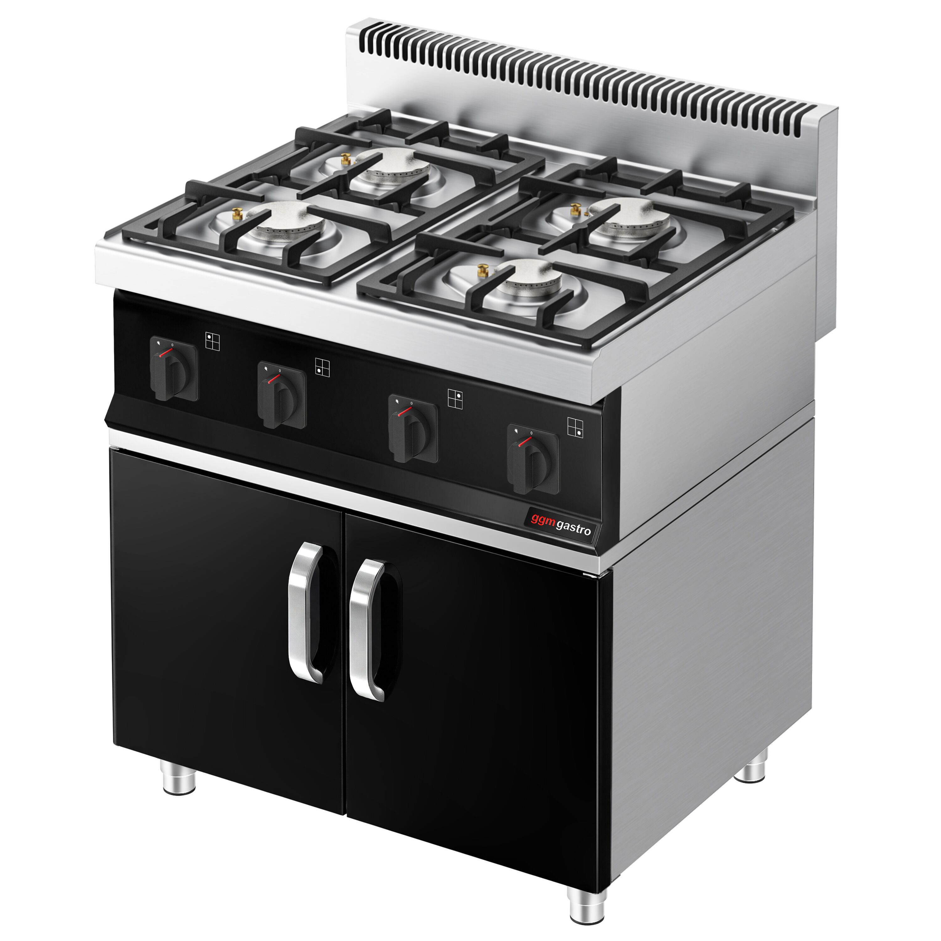 Fourneau à gaz – 23 kW – 4 brûleurs – avec soubassement avec 2 portes