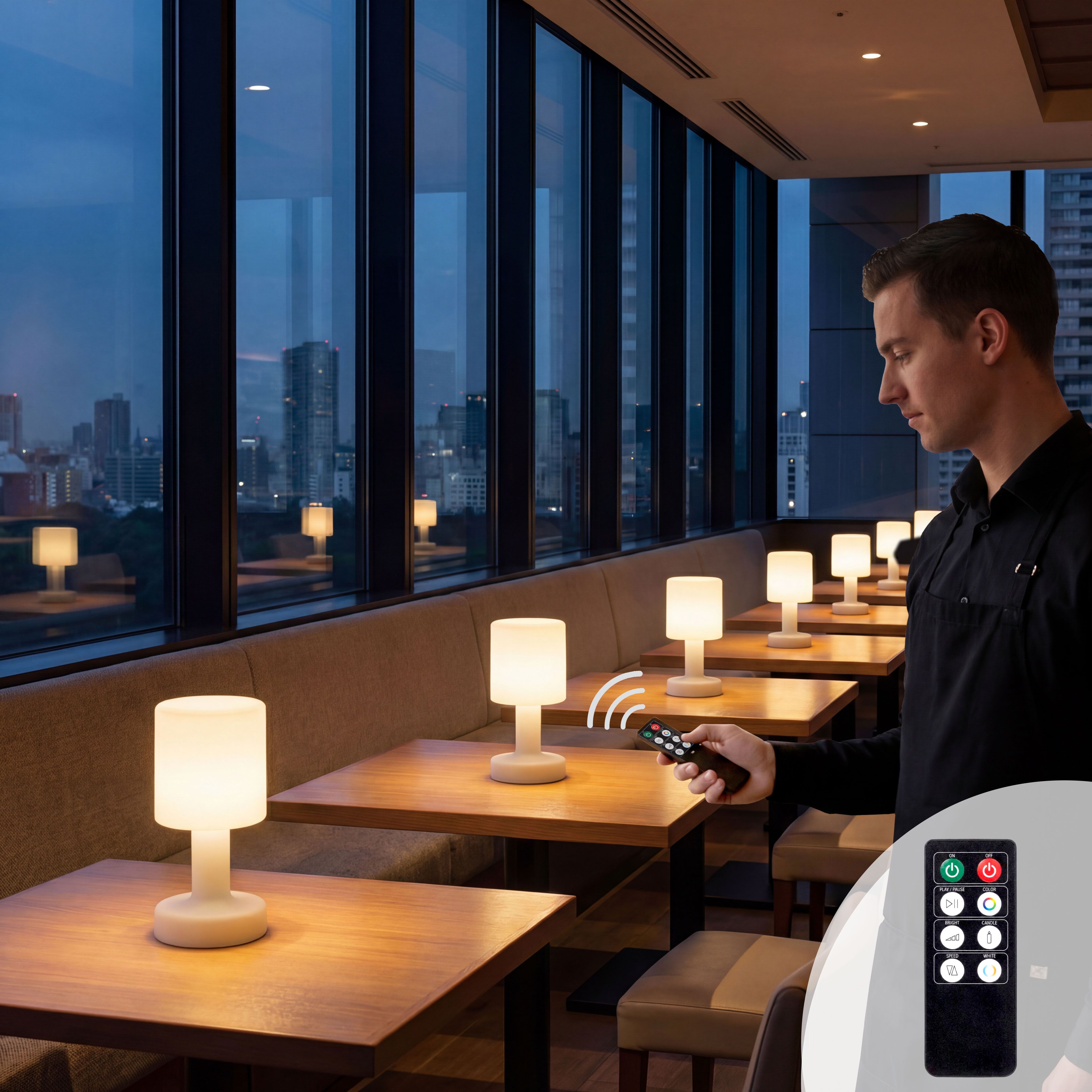 (4 pièces) Lampe de table – FINN – dimmable en 3 niveaux – Ø 120 mm – Blanc