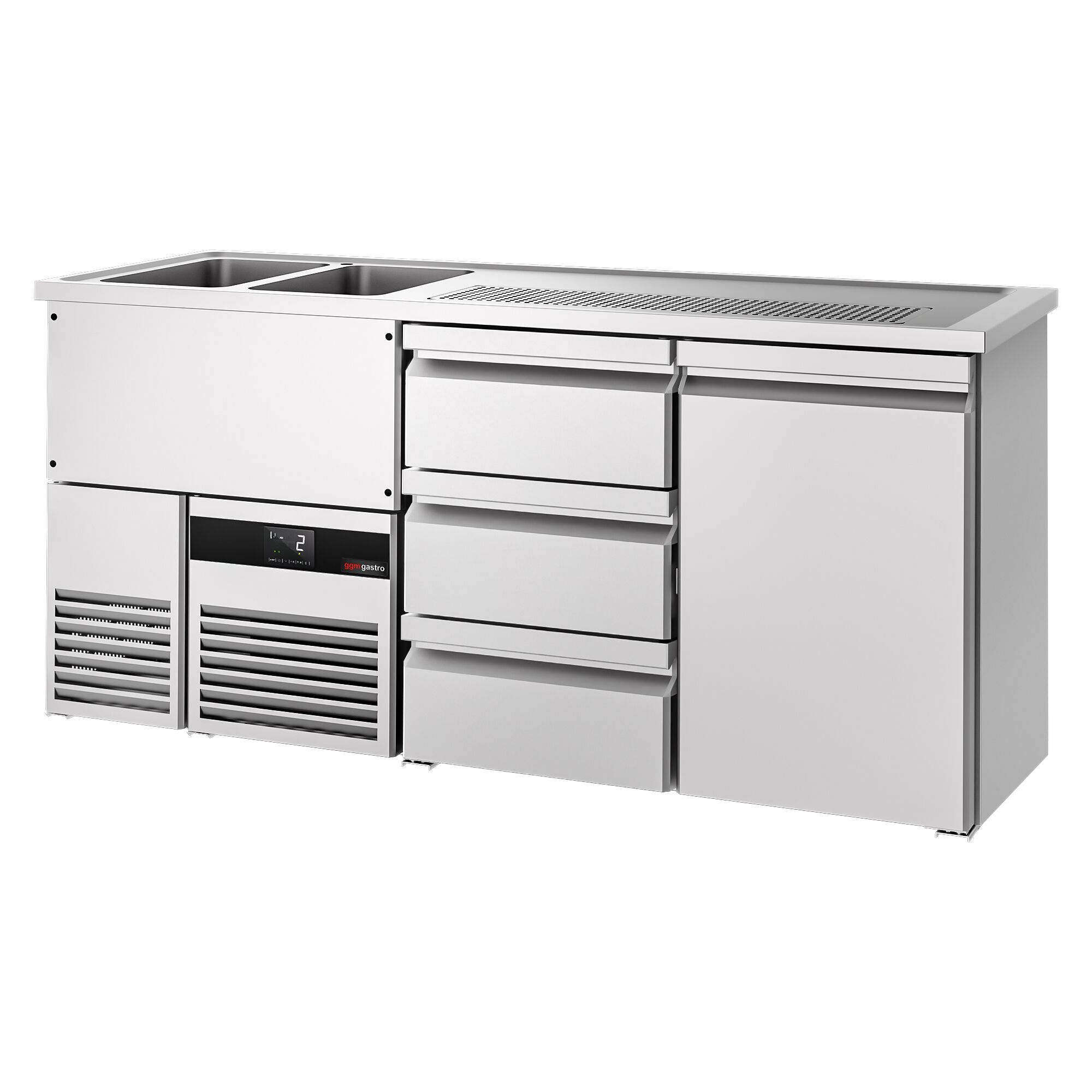 Comptoir de bar réfrigéré PREMIUM - 1950x700mm - 1 porte & 3 tiroirs