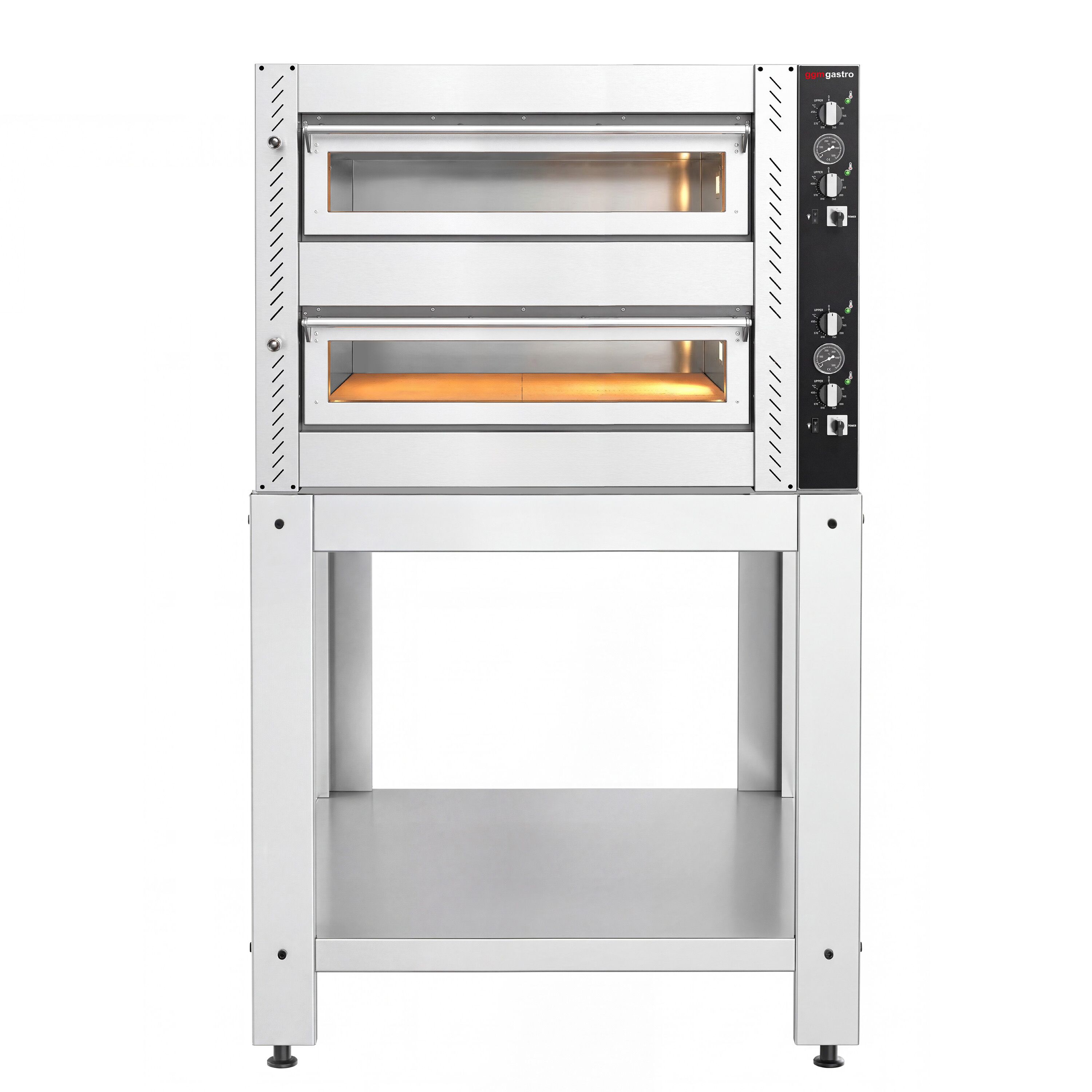 Four à pizza électrique – 4+4 x 25 cm – Manuel – incl. support inférieur