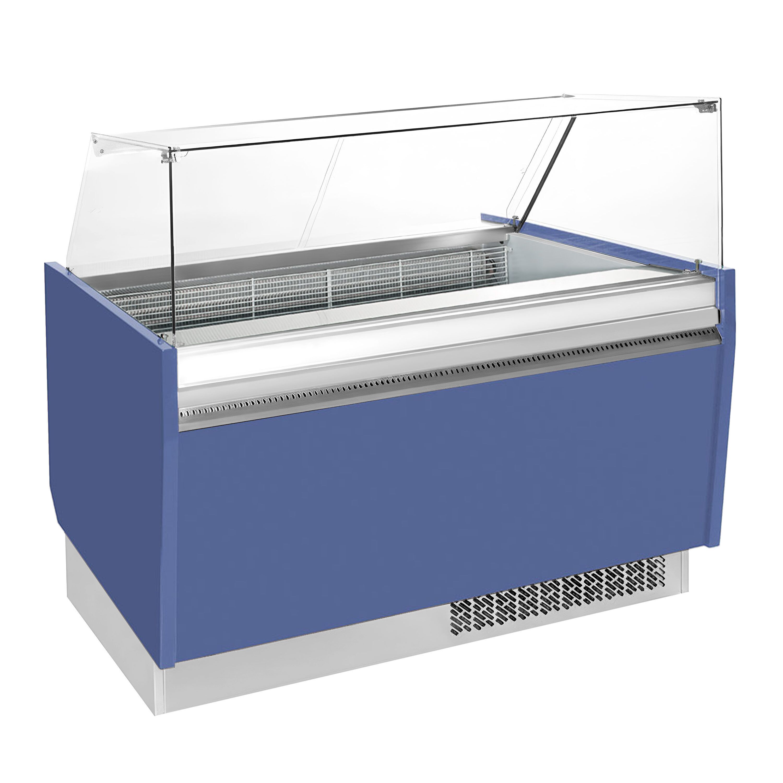 Vitrine à glace LIAM – 1560 mm – refroidissement statique – pour 13+13 bacs à glace de 5 litres – Bleu
